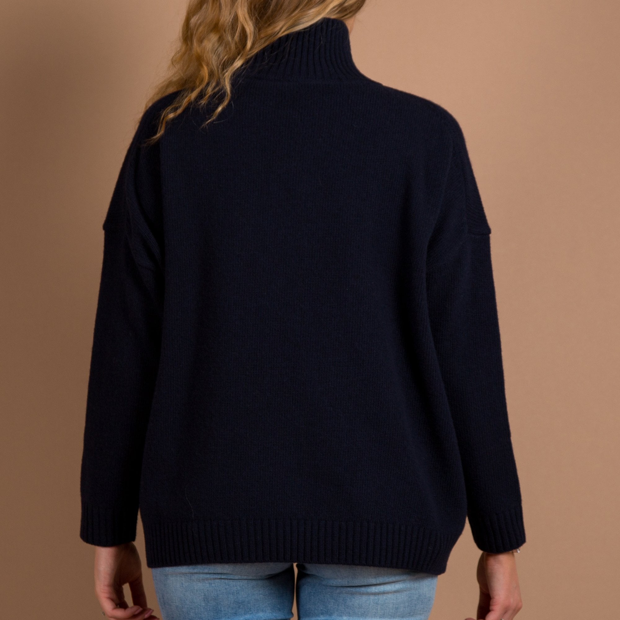 Weekend By Maxmara Benito Turtle Neck Loose Bodied Knit Jumper Navy 012