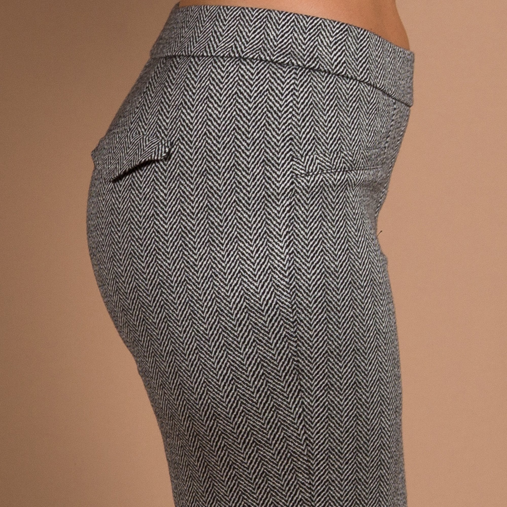 Luisa Cerano Herringbone Pull On Bootcut Jersey Trouser Black/white