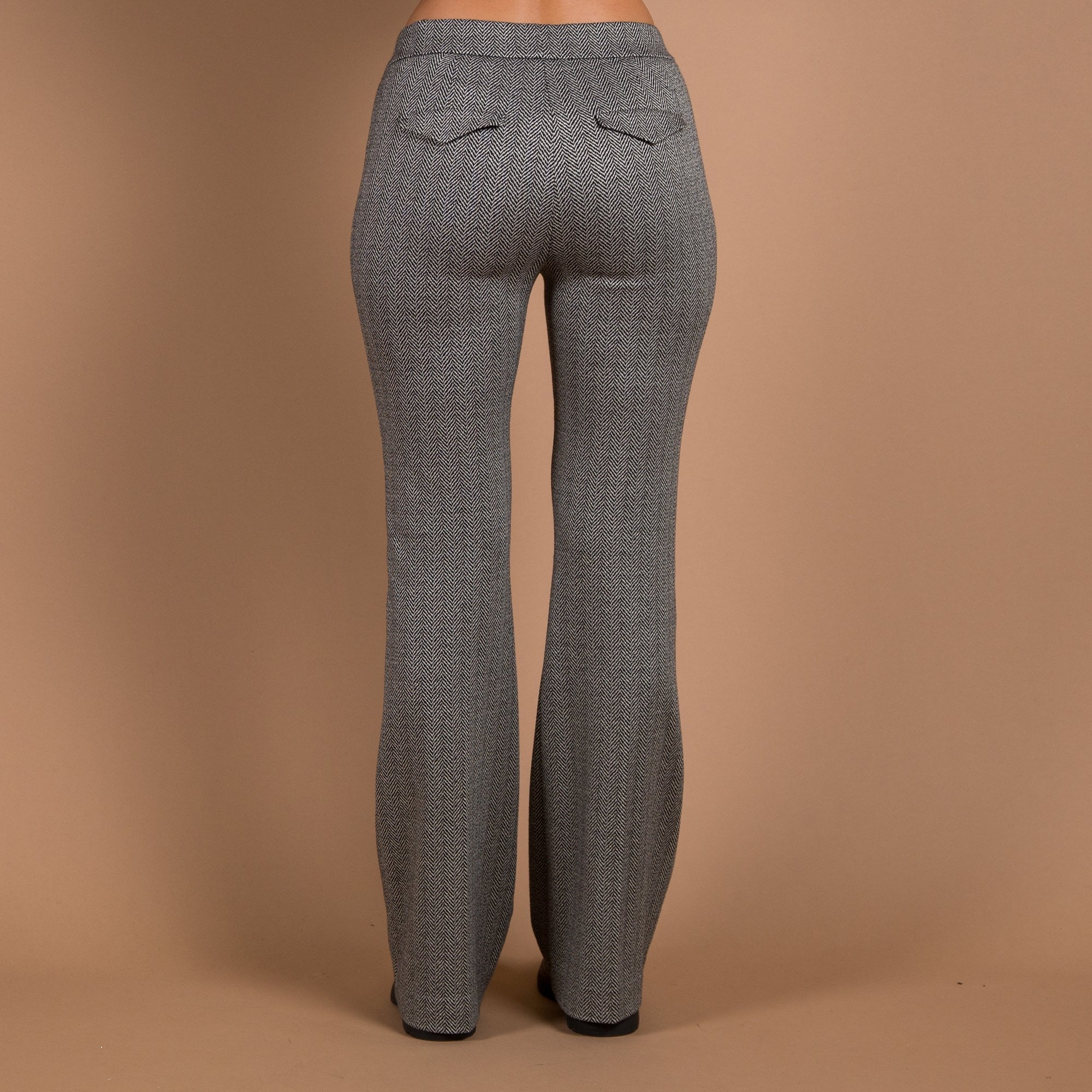 Luisa Cerano Herringbone Pull On Bootcut Jersey Trouser Black/white