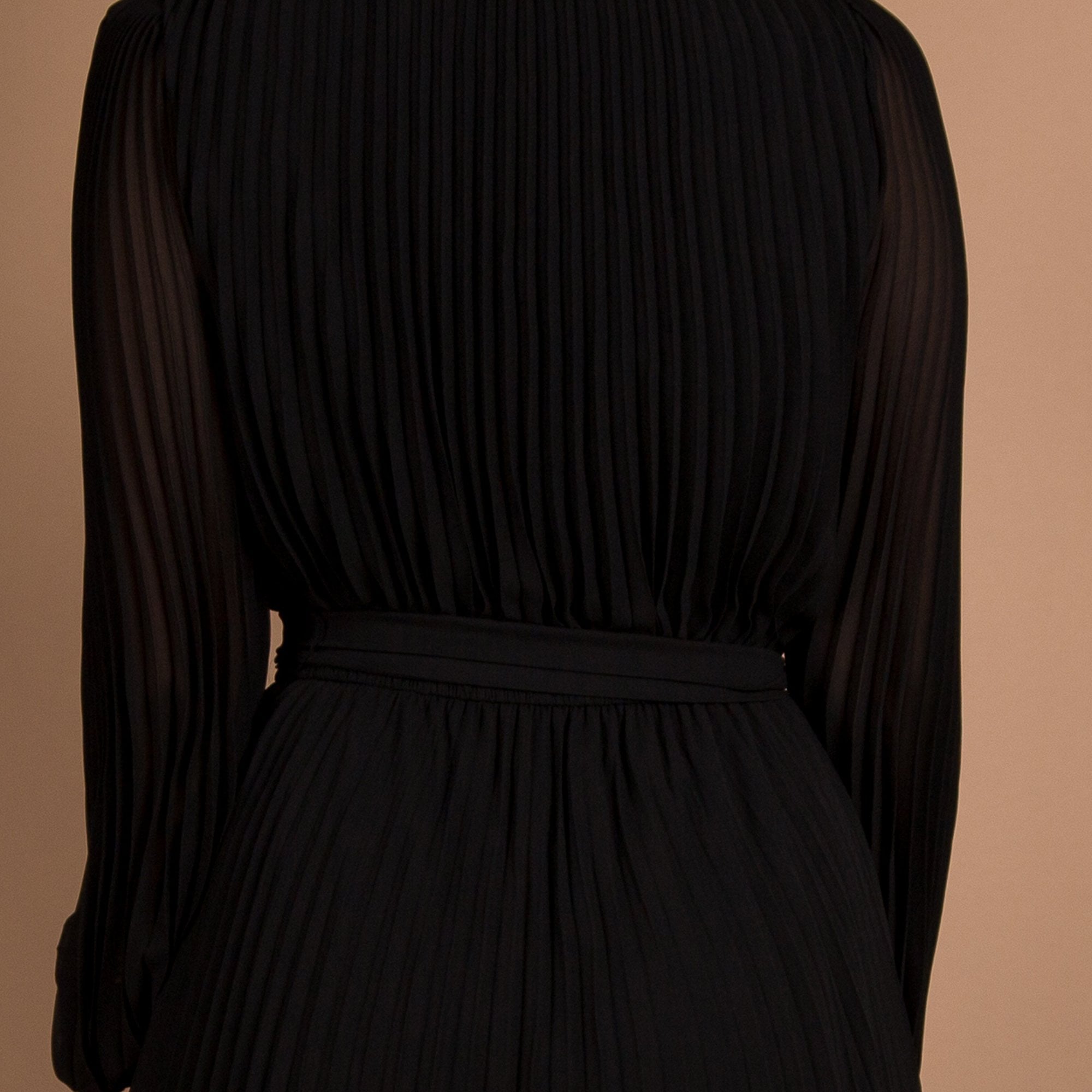 Joseph Ribkoff V Neck Pleat Belted Asymmetric Hem Dress Black