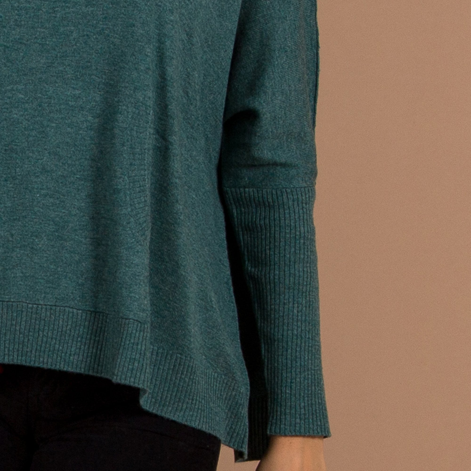 Repeat Cashmere Roll Neck A Line Pocket Front Cashmere Jumper Moss Green