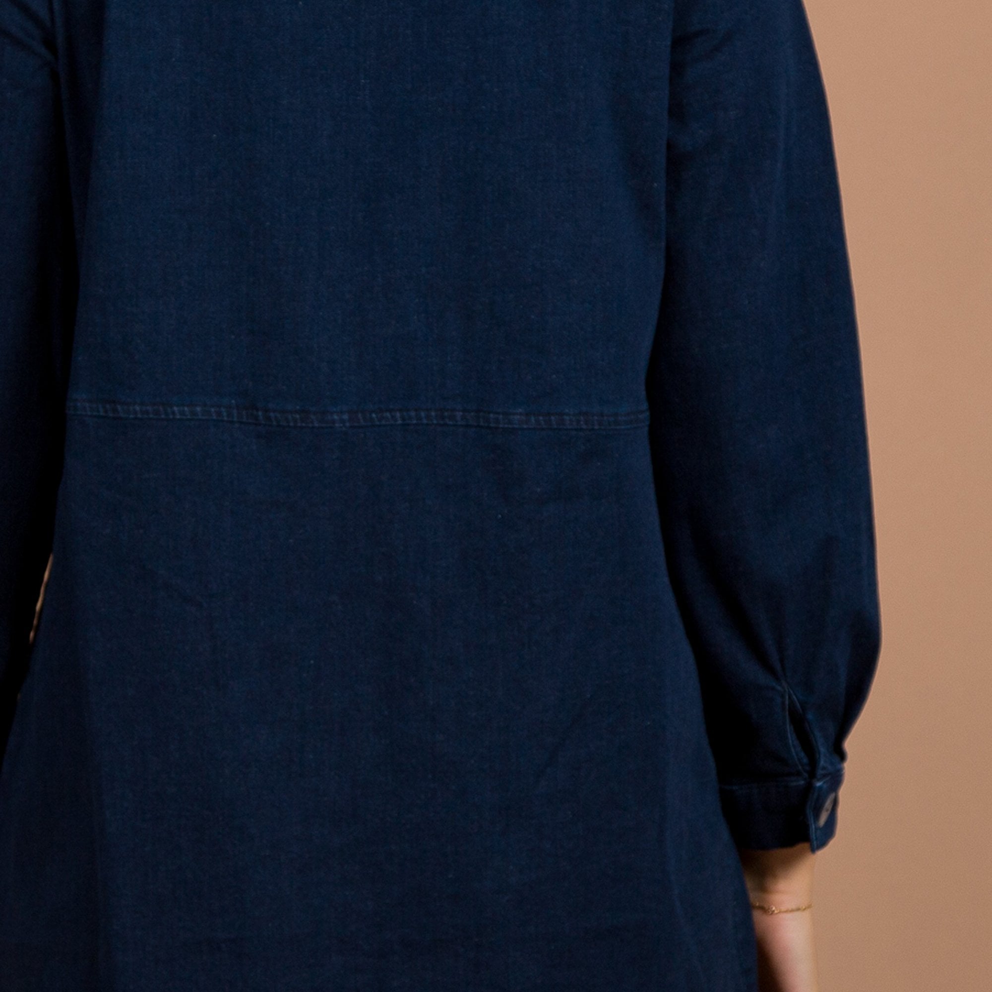 Sahara Pocket Front Shirt Collar Denim Dress