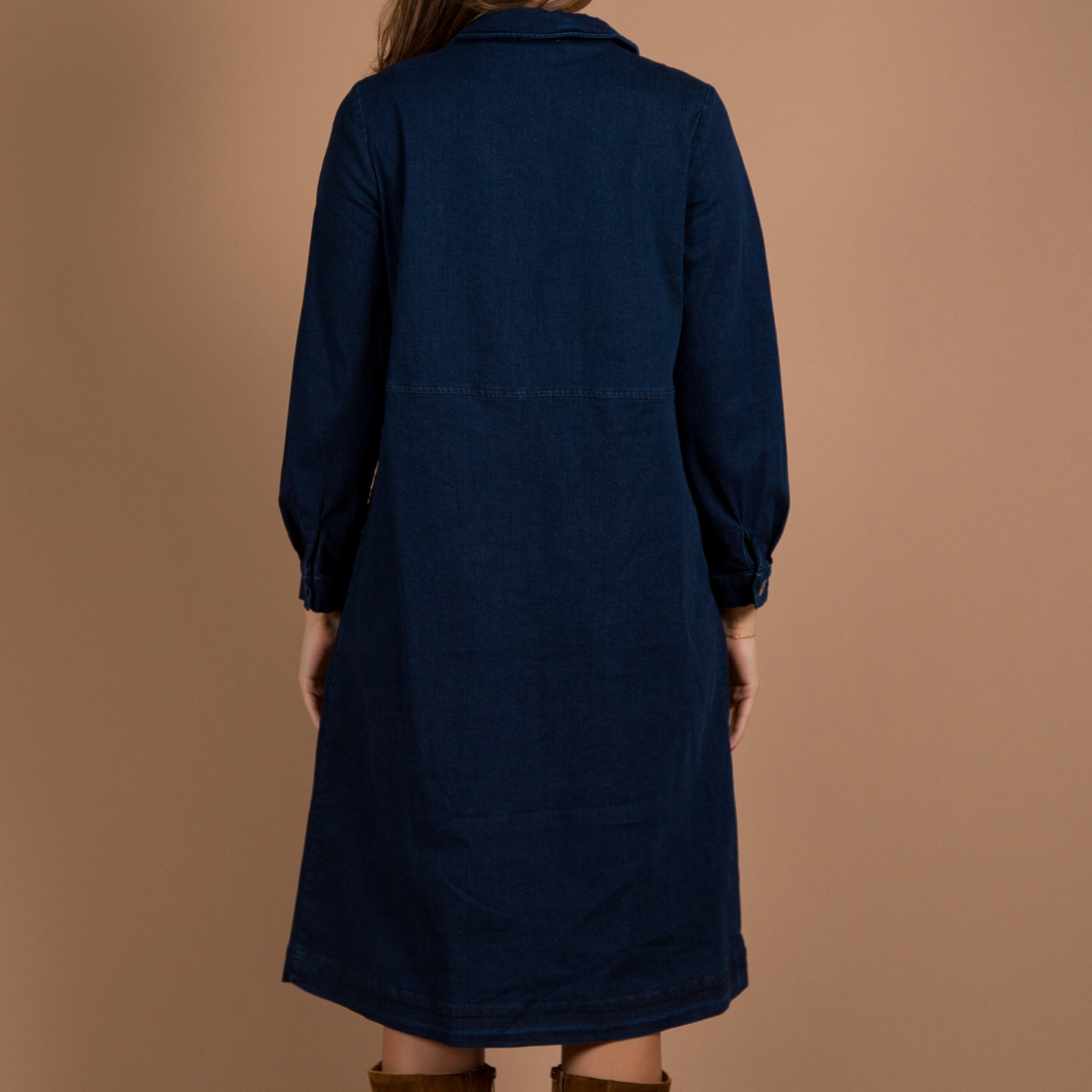 Sahara Pocket Front Shirt Collar Denim Dress