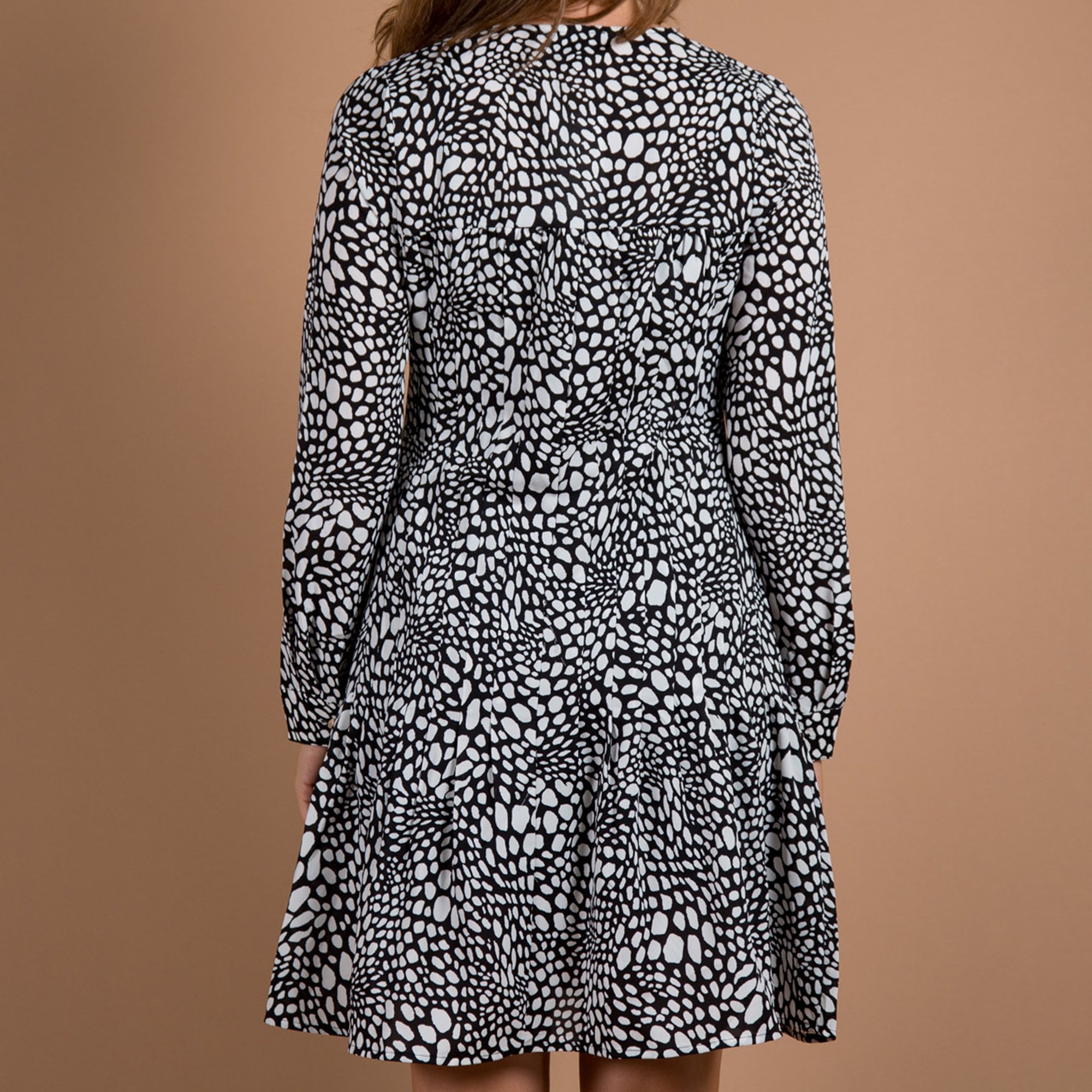 Marble Fashions Zip Front Pebble Print Dress With Jumper Black/white