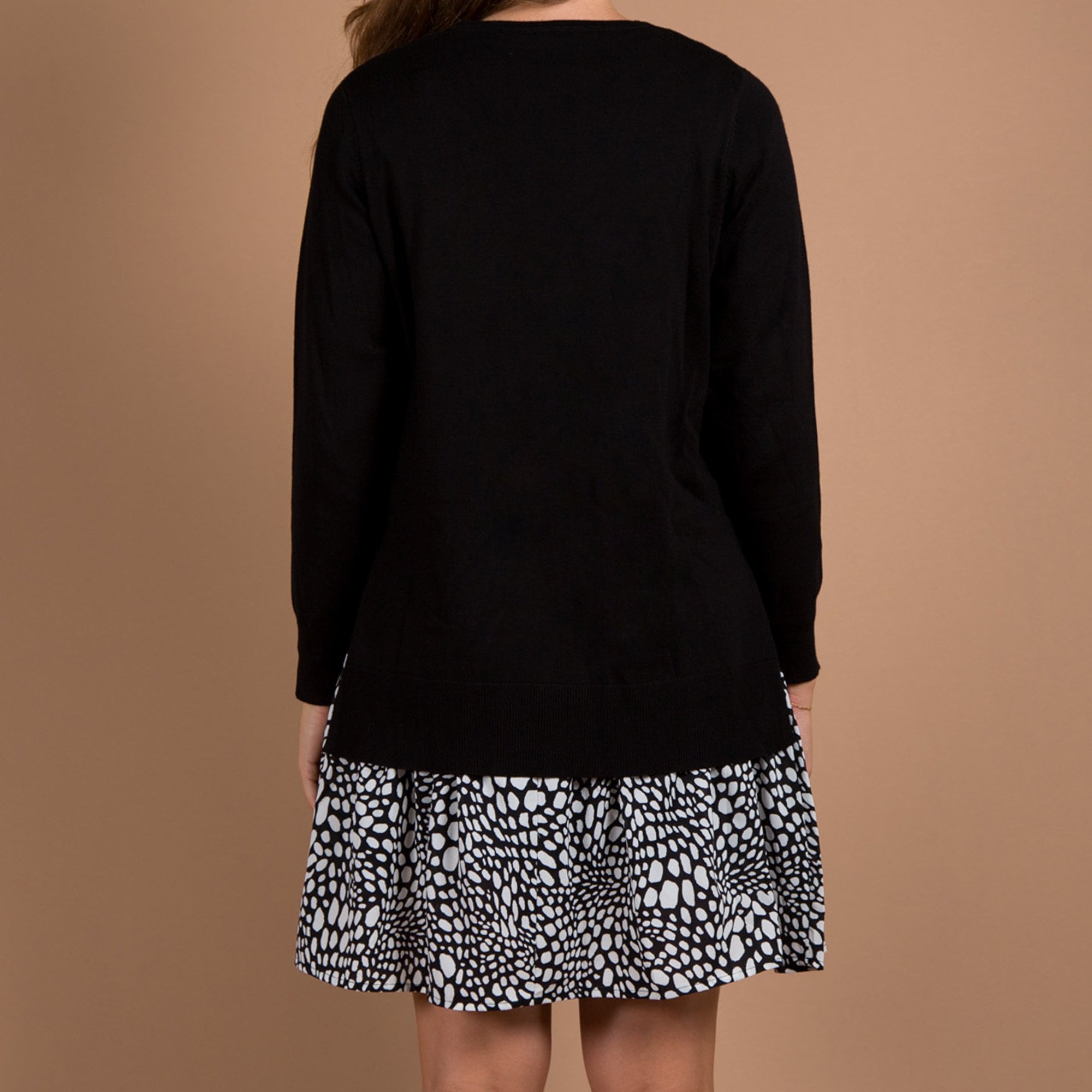 Marble Fashions Zip Front Pebble Print Dress With Jumper Black/white