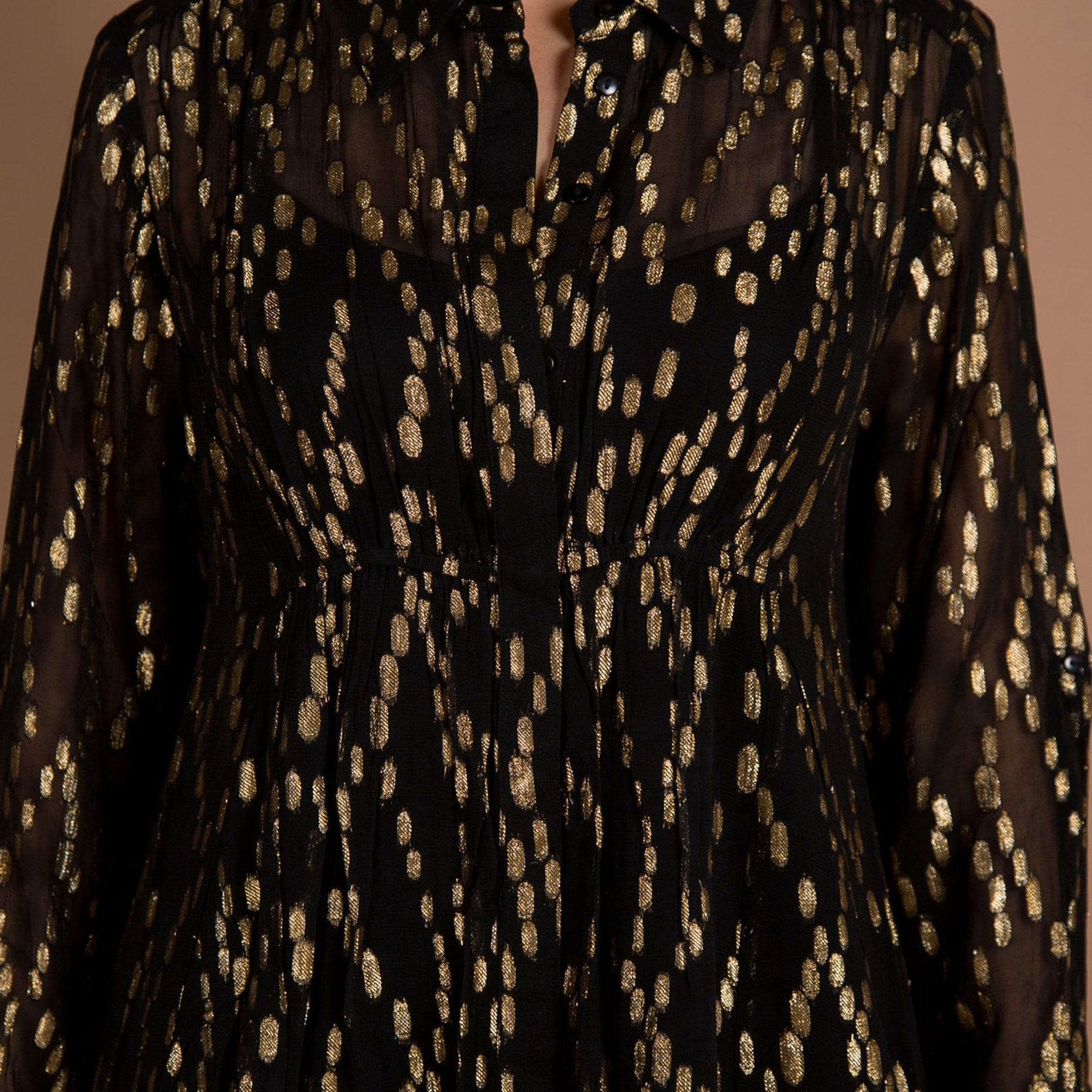 Pomodoro Spot Jacquard Overshirt/dress Black/gold