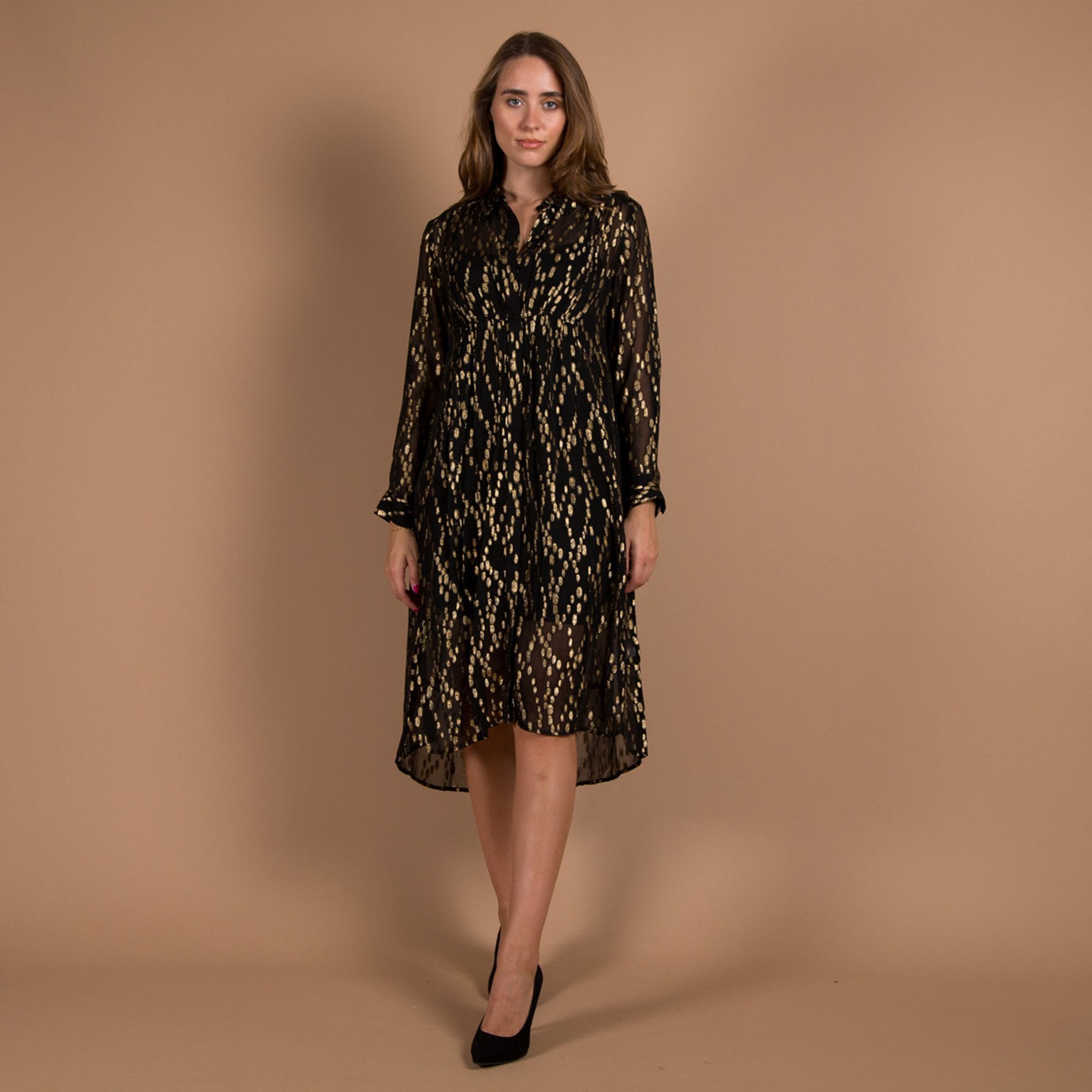 Pomodoro Spot Jacquard Overshirt/dress Black/gold