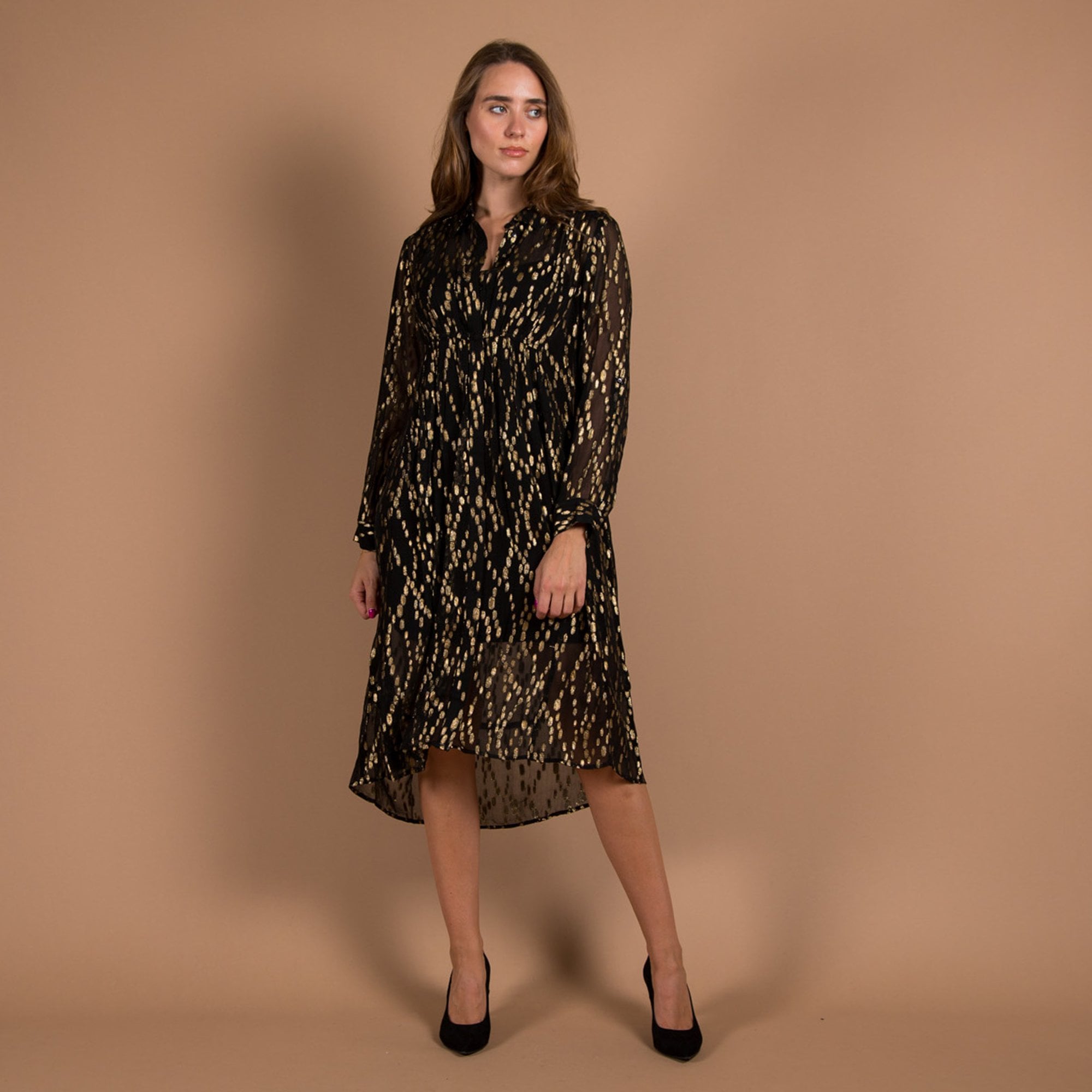 Pomodoro Spot Jacquard Overshirt/dress Black/gold