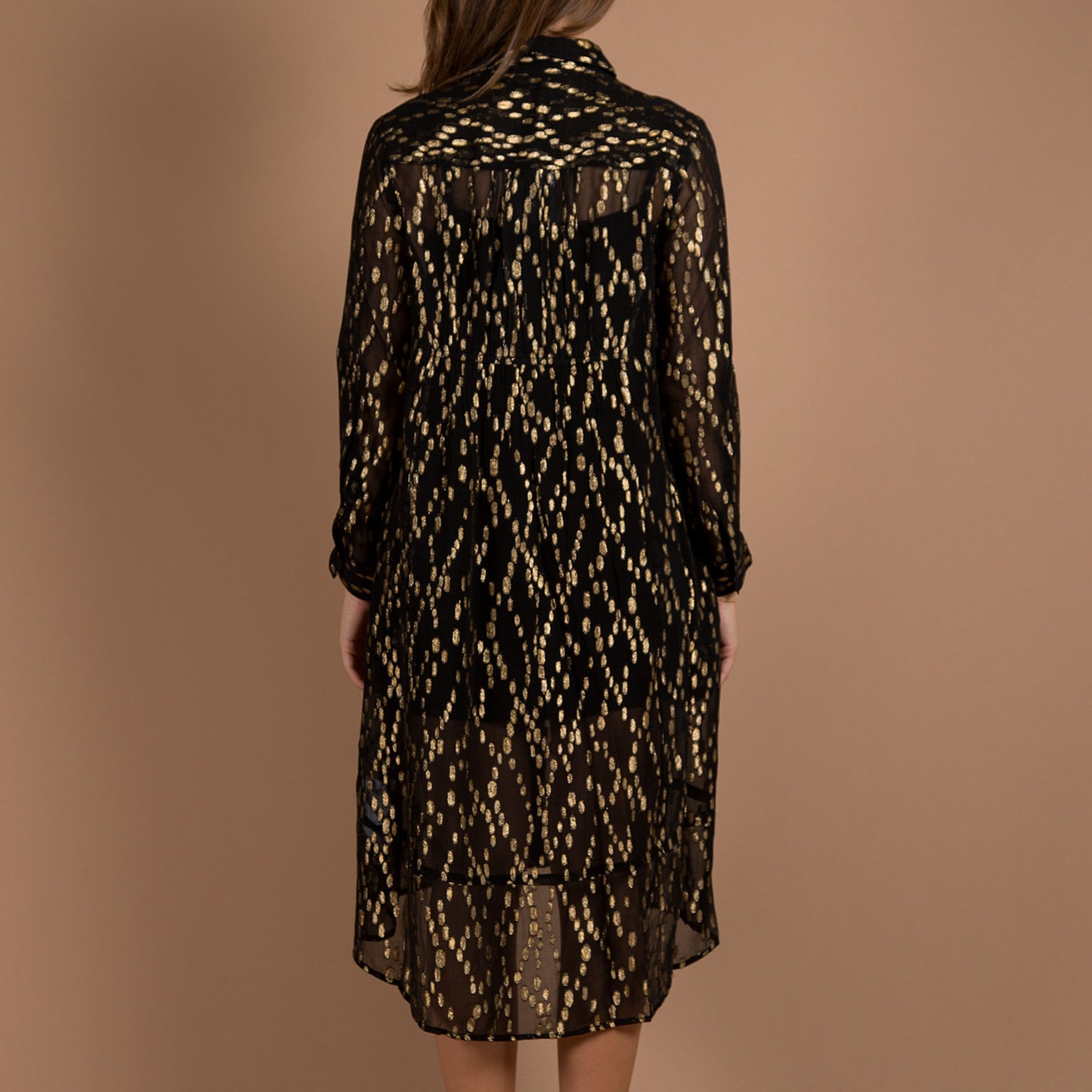 Pomodoro Spot Jacquard Overshirt/dress Black/gold