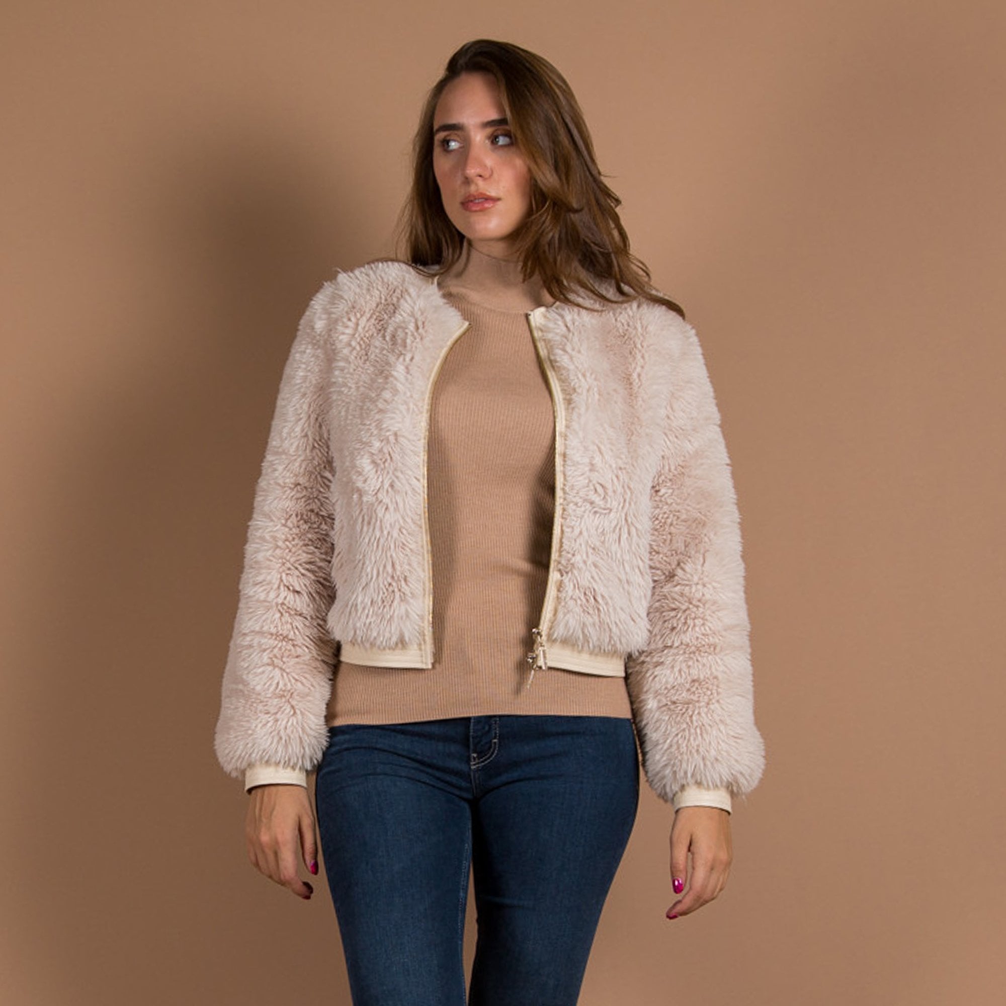 Repeat Cashmere Crew Neck Basic Fine Rib Cashmere Top Camel