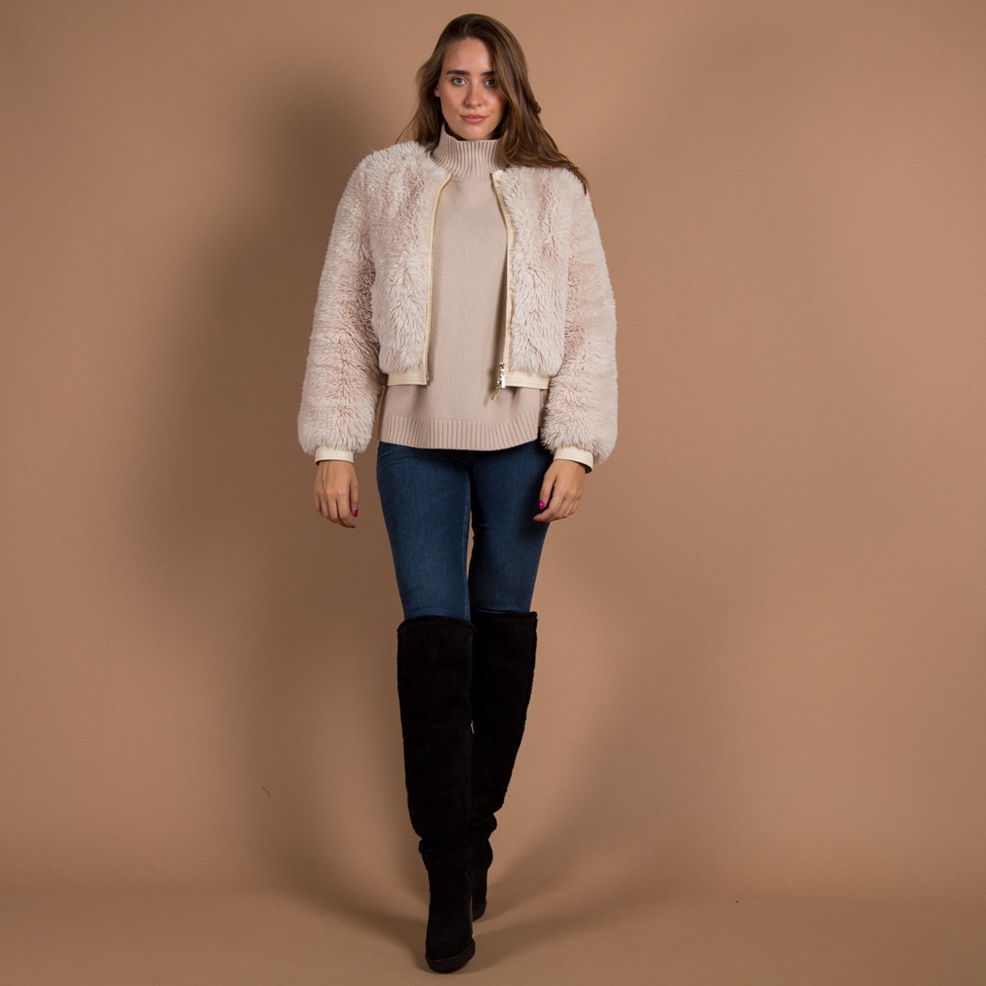 Weekend By Maxmara Benito Turtle Neck Loose Bodied Knit Jumper Beige 002