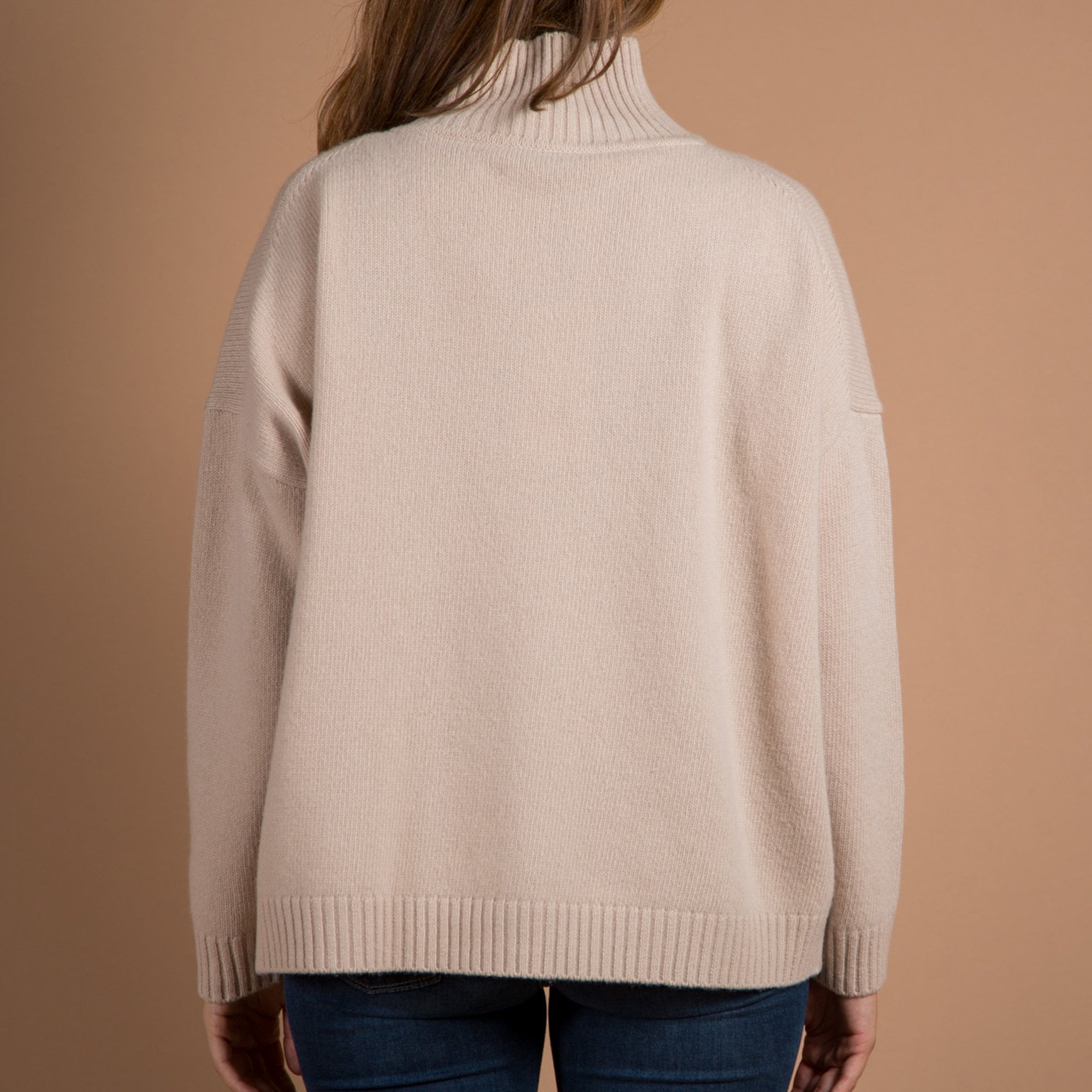 Weekend By Maxmara Benito Turtle Neck Loose Bodied Knit Jumper Beige 002