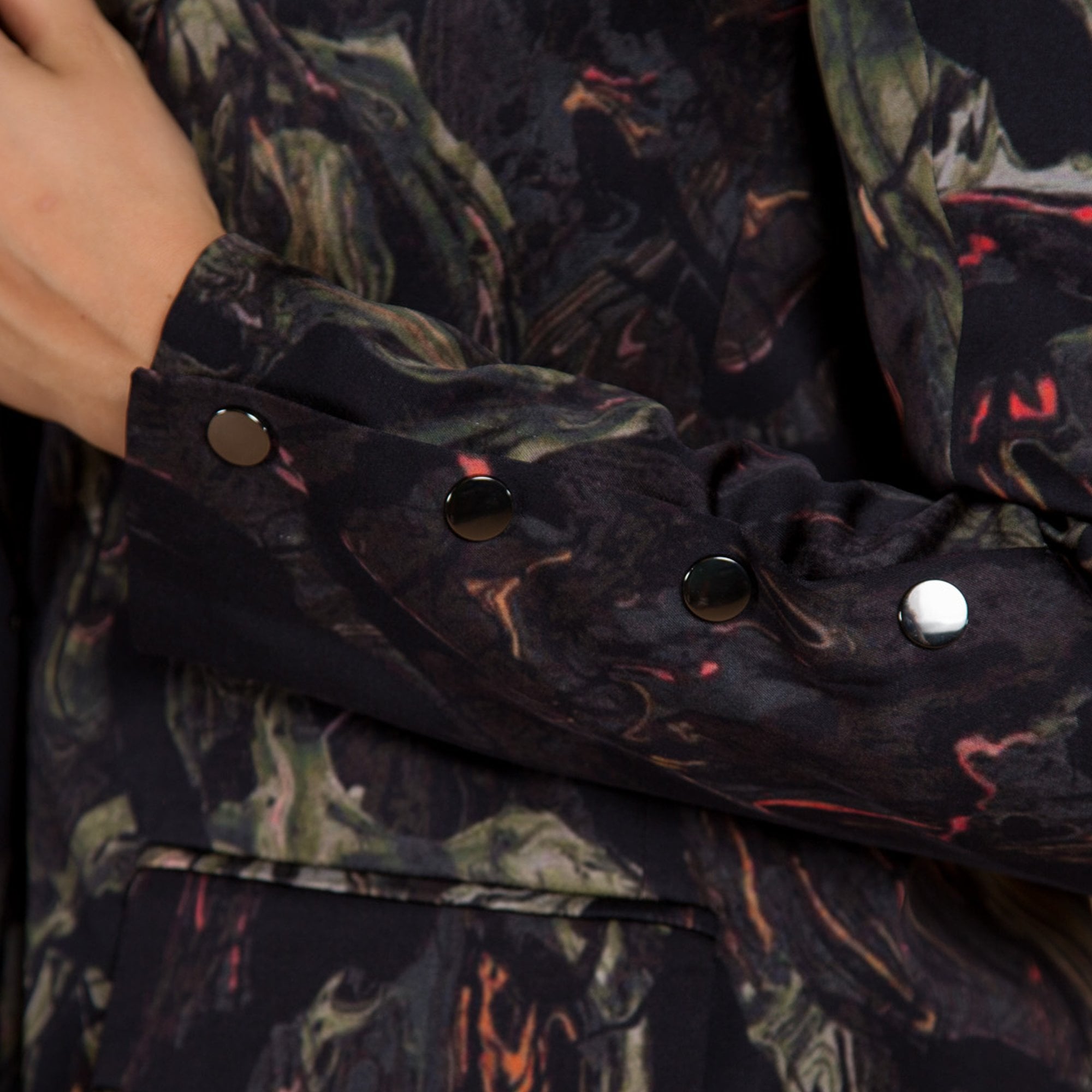 Mos Mosh Bine Marble Satin Blazer With Button Detail Black Mix