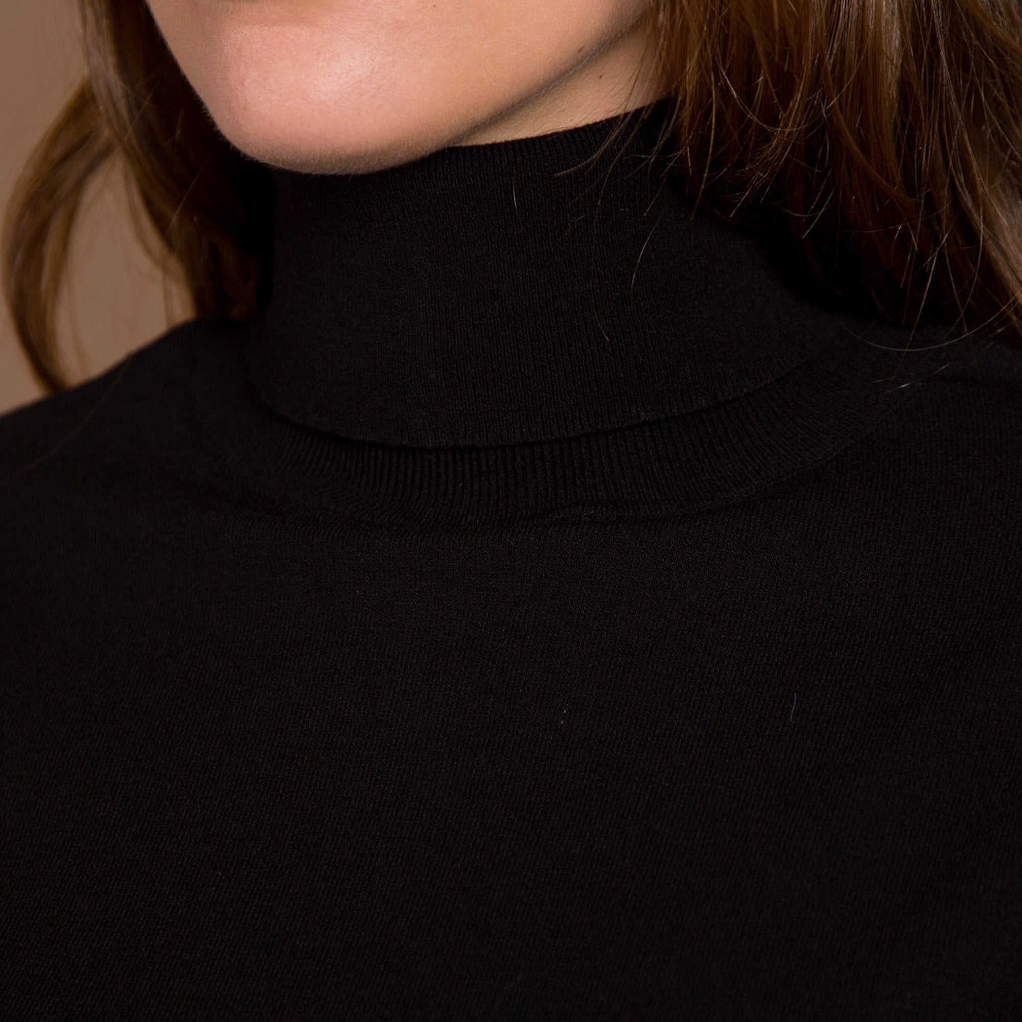 Milano Italy Long Line Roll Neck Fine Knit Jumper Black