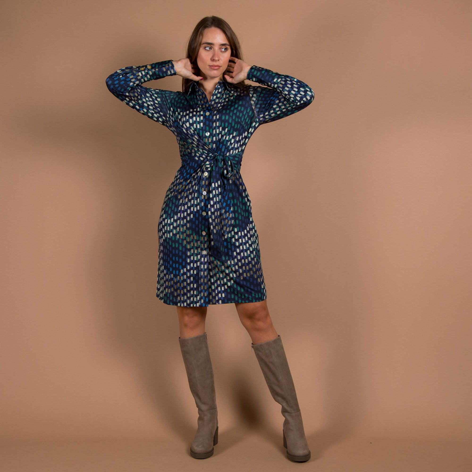 Dl Sport Nicole Nubuck Long Boots With Block Heel Taupe