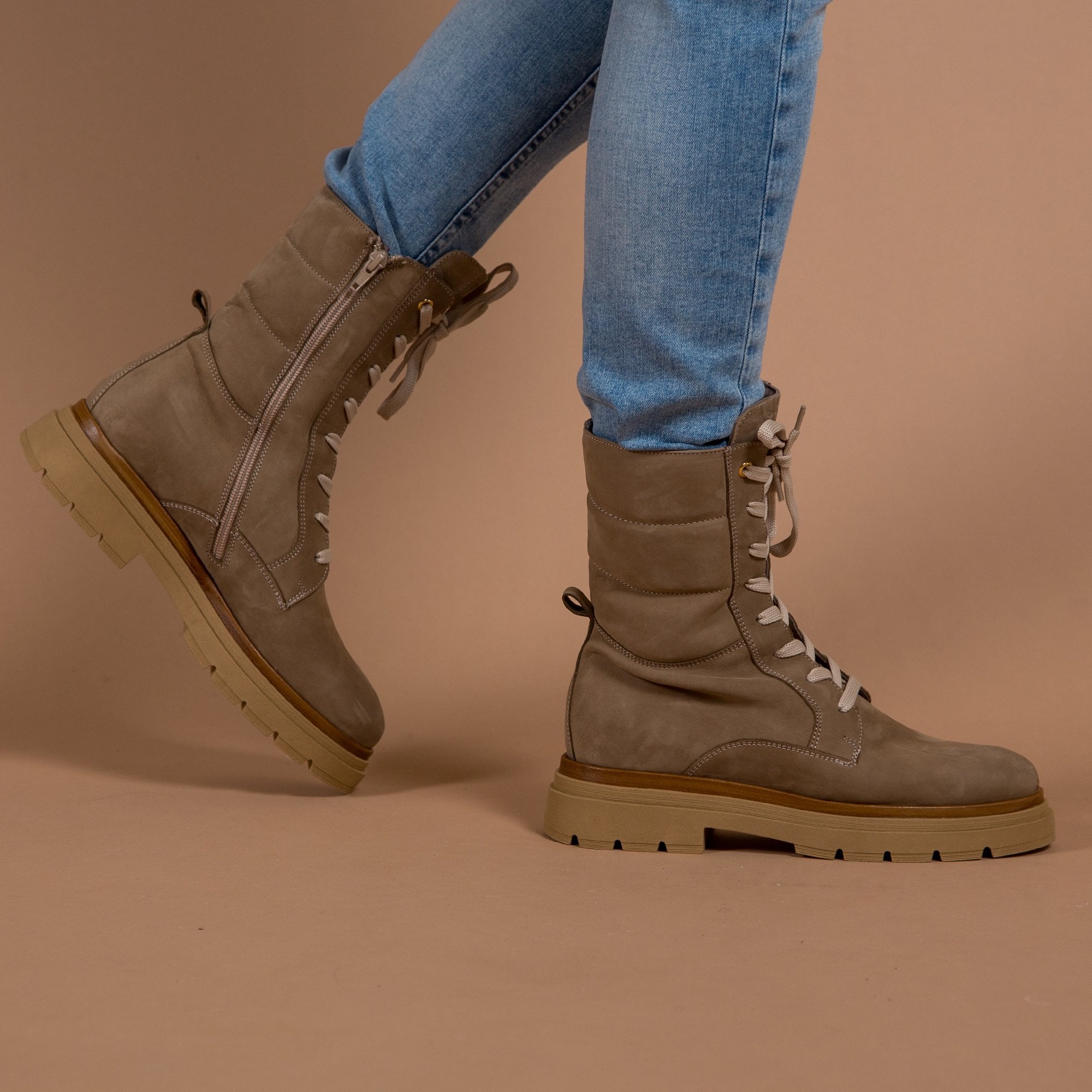 Dl Sport Quilted Nubuck Suede Ankle Boots Taupe