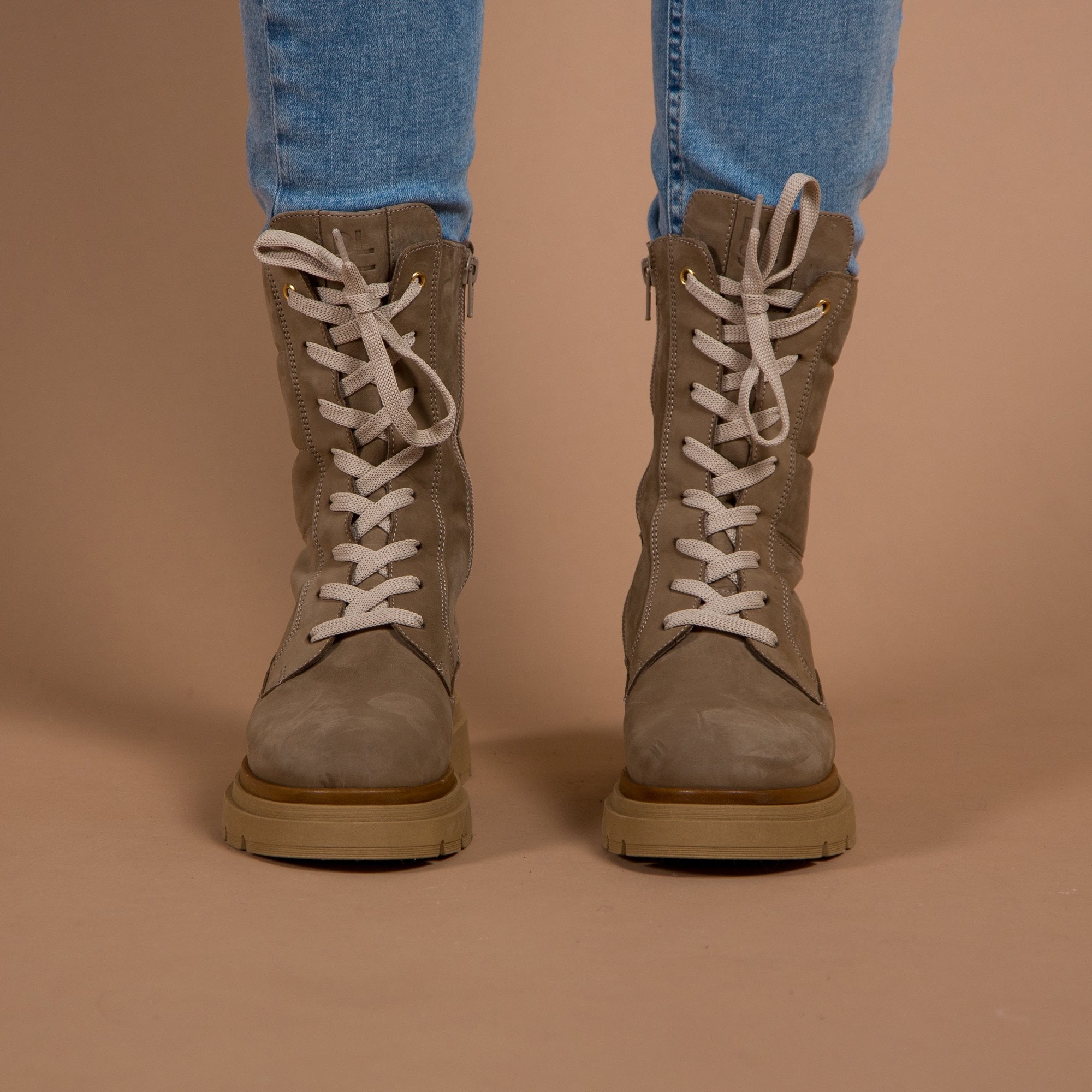 Dl Sport Quilted Nubuck Suede Ankle Boots Taupe