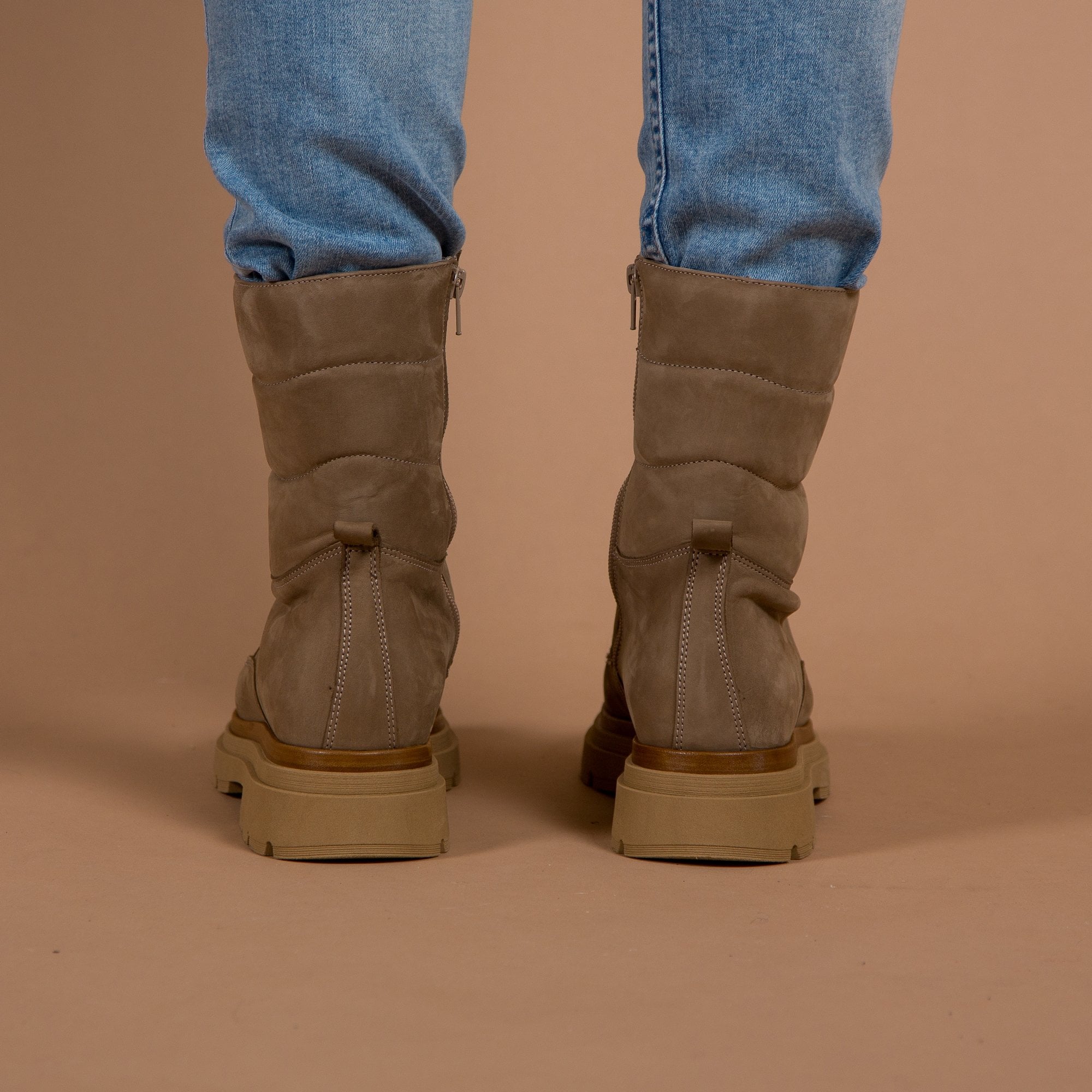 Dl Sport Quilted Nubuck Suede Ankle Boots Taupe