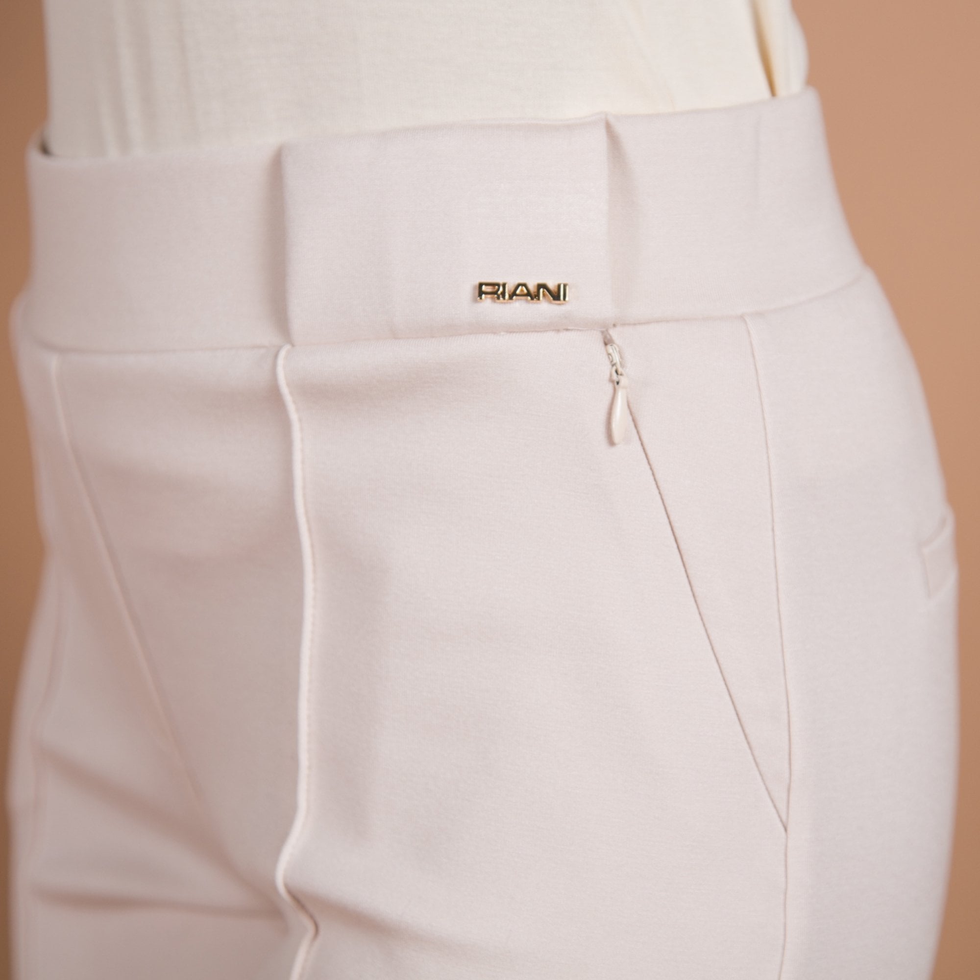 Riani Pull On Straight Leg Smart Jersey Trouser Beige