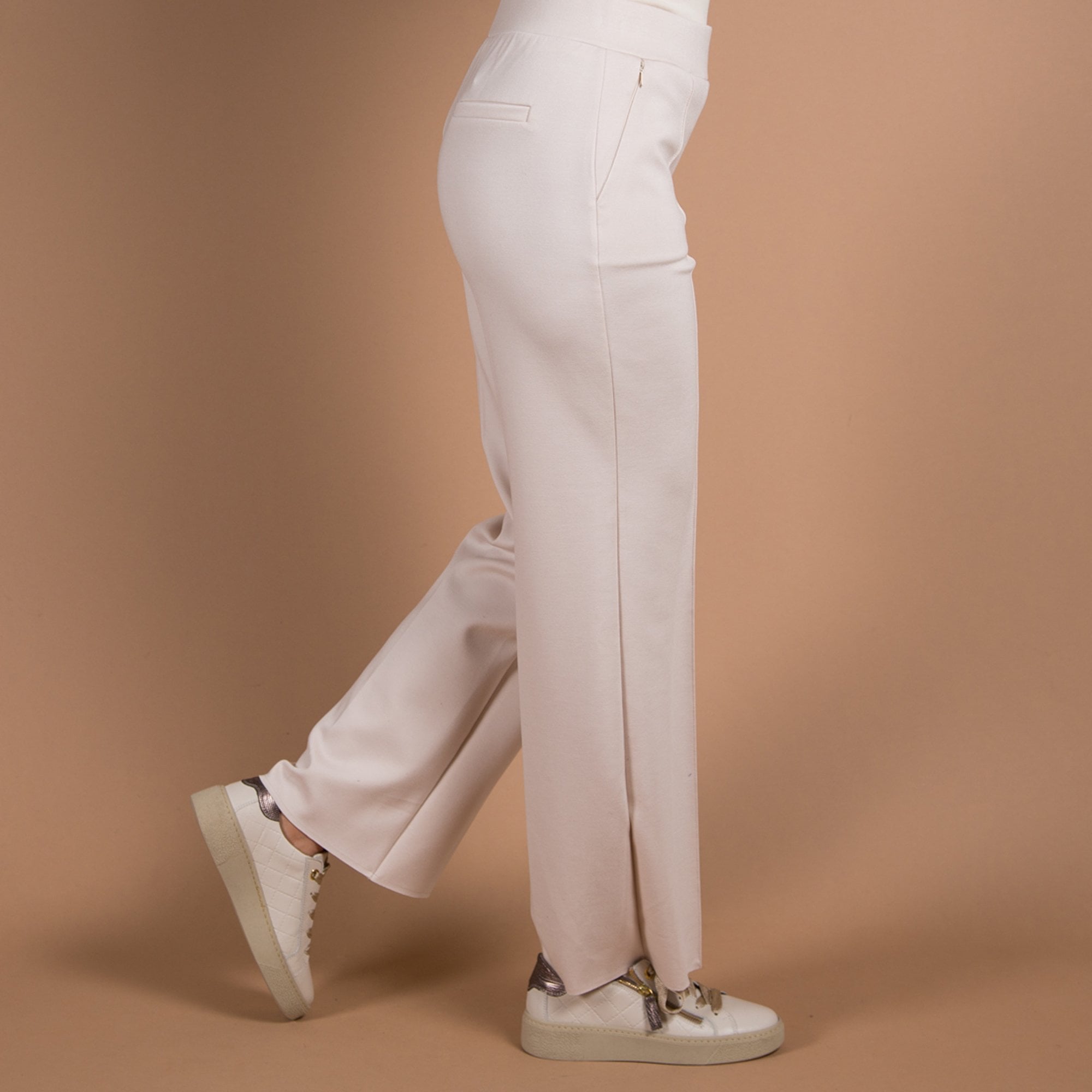 Riani Pull On Straight Leg Smart Jersey Trouser Beige