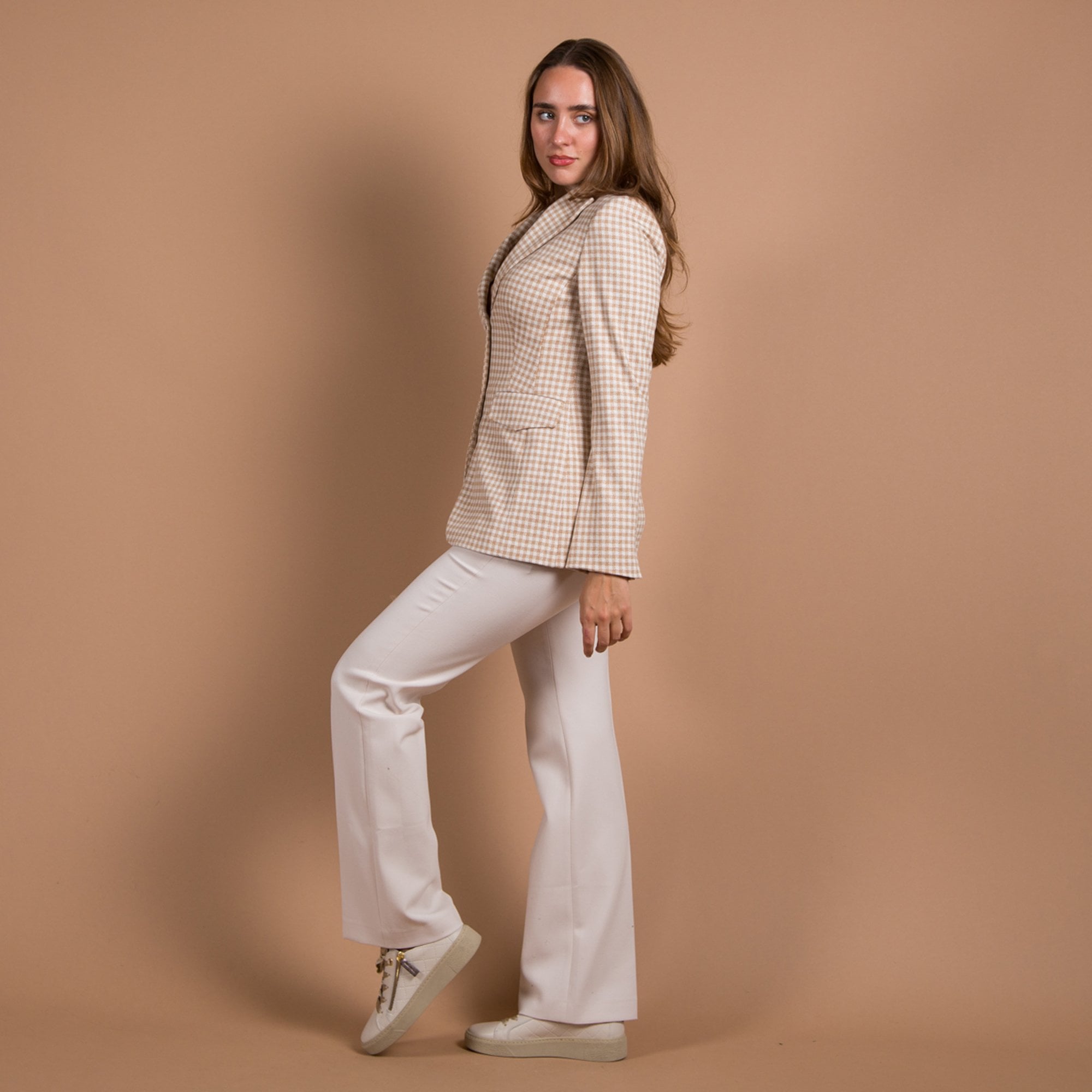 Riani Mini Check Blazer Jacket Beige/white