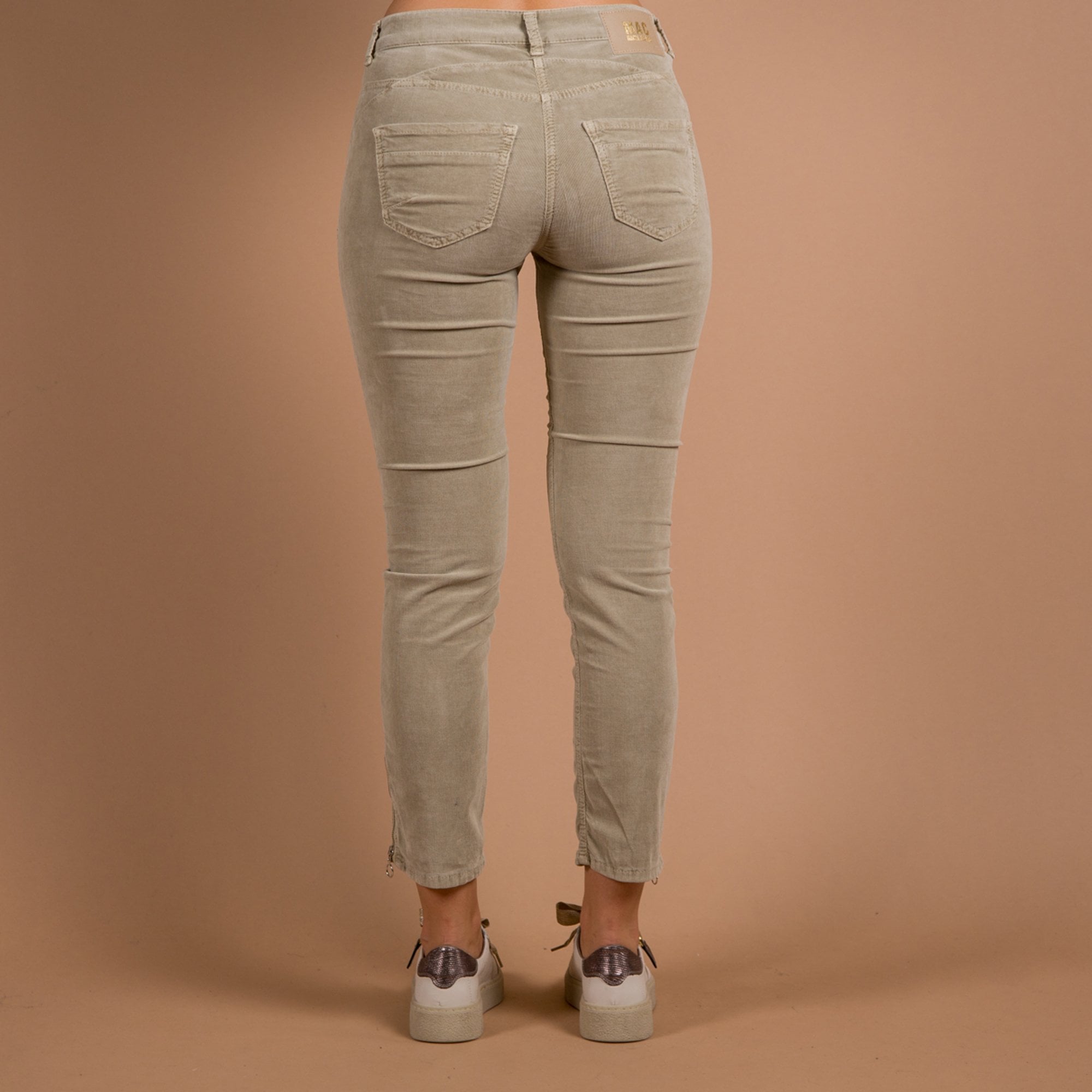 Mac Slim Leg Cord Jean With Ankle Zip Pebble Stone 218r 26L