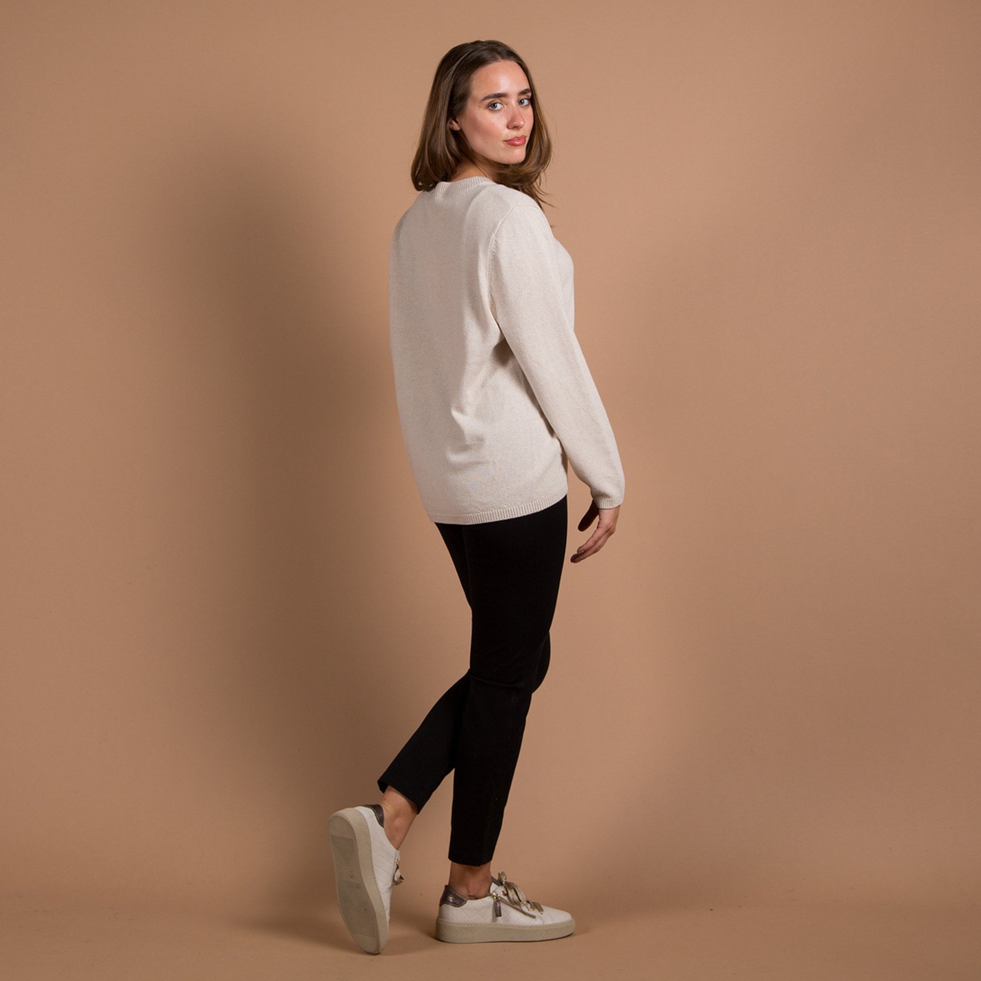 Oui Pocket Front Jumper With Rib Trim Light Beige