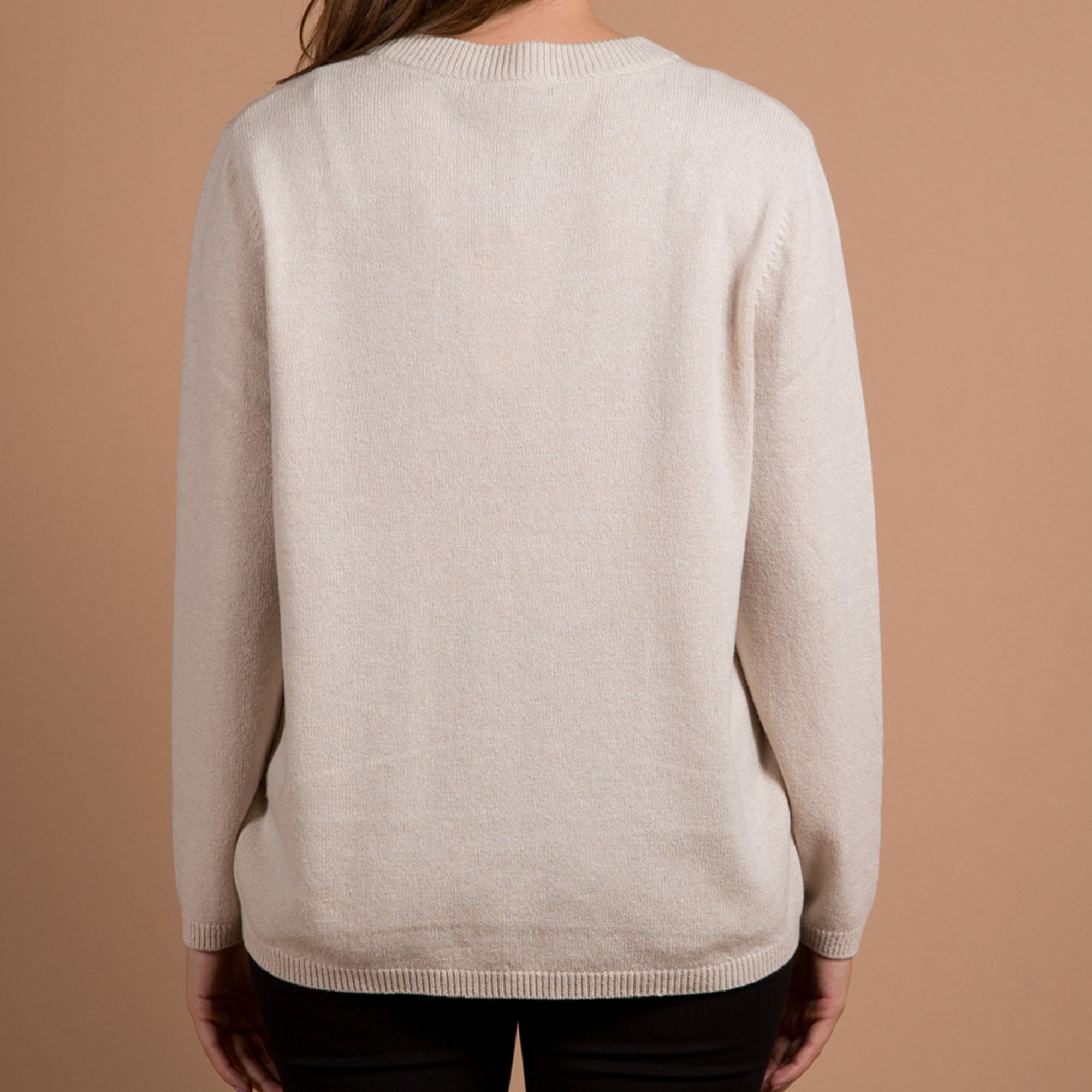 Oui Pocket Front Jumper With Rib Trim Light Beige