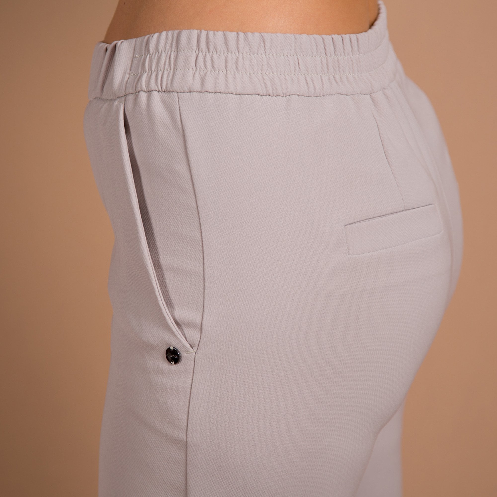 Marc Cain Washington Elasticated Waist Wide Leg Smart Trouser Warm Stone