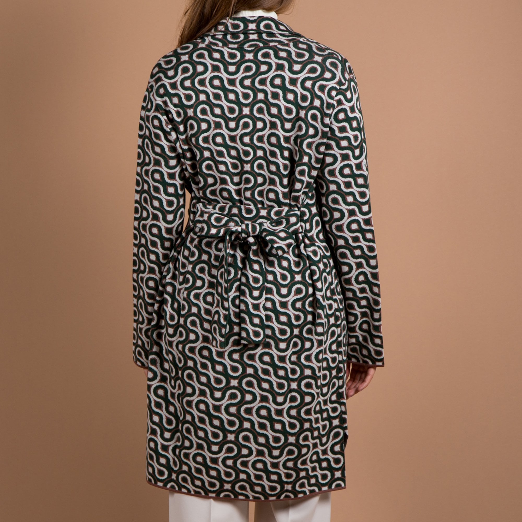 Herzens Angelegenheit Mantel Retro Knit Pocket Front Smart Coatigan Green/white