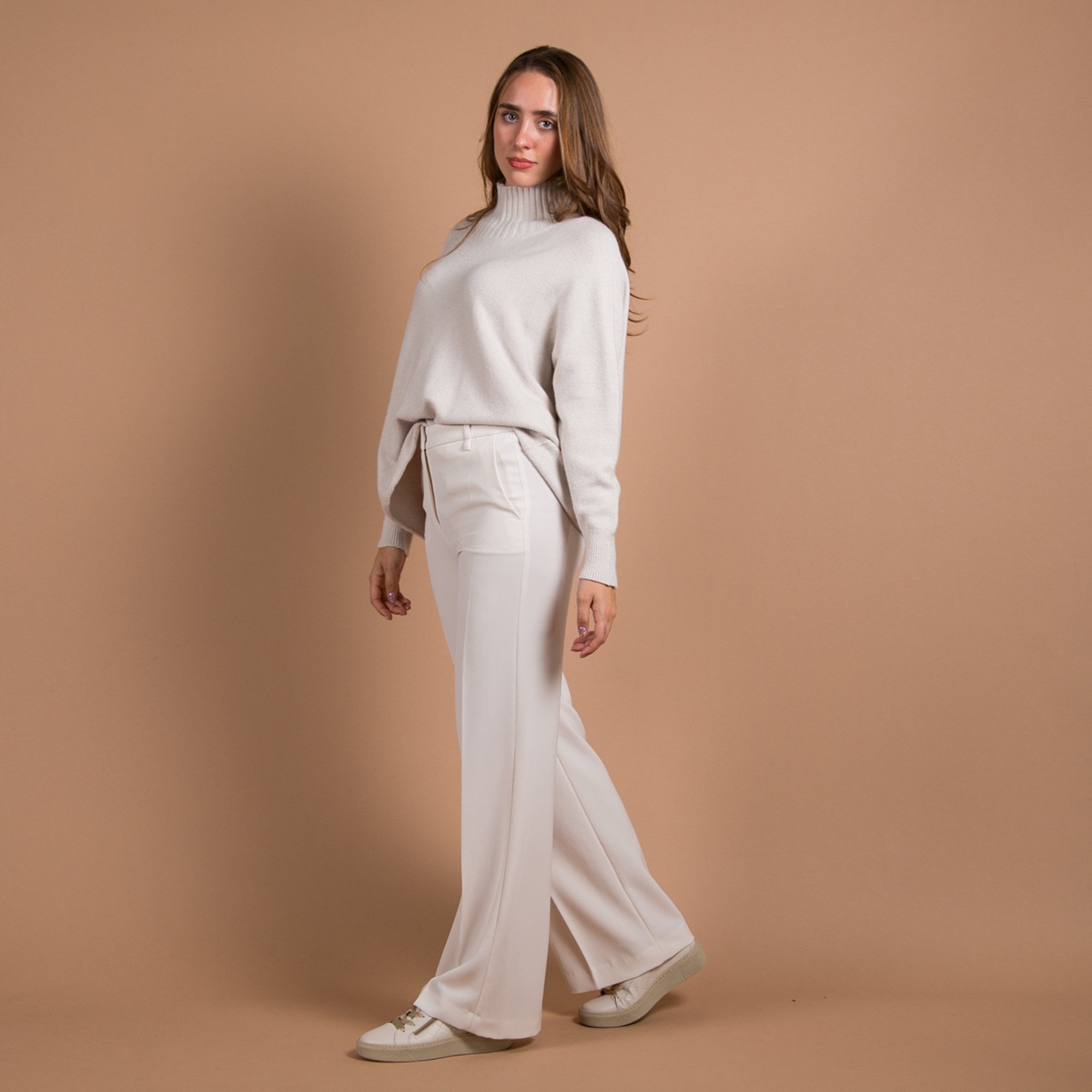 Luisa Cerano Smart Tailored Straight Leg Trouser Ivory