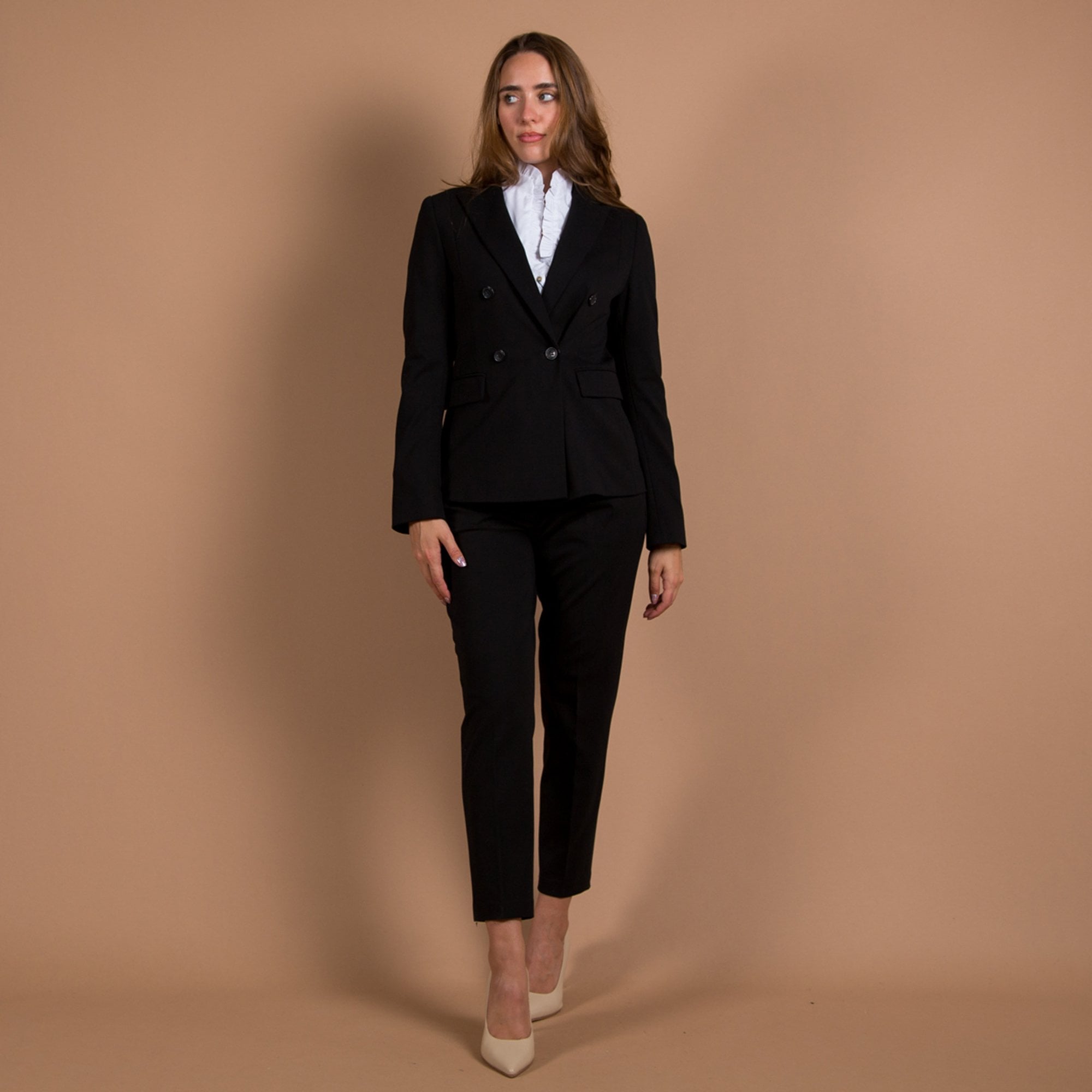 Luisa Cerano Double Breasted Smart Blazer Black