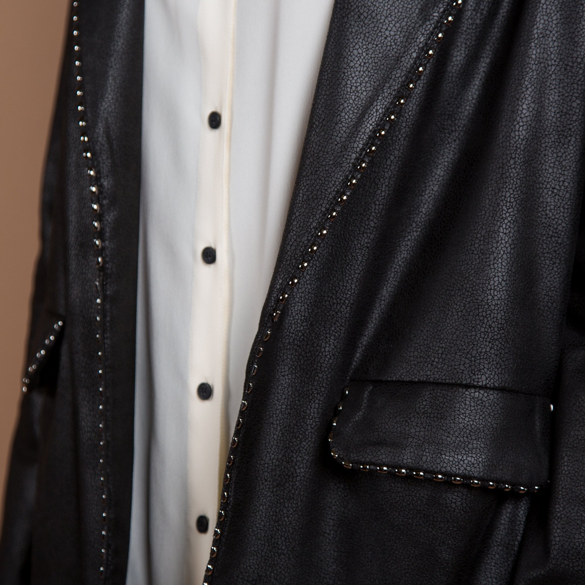 Joseph Ribkoff Faux Leather Blazer With Metal Trim Black