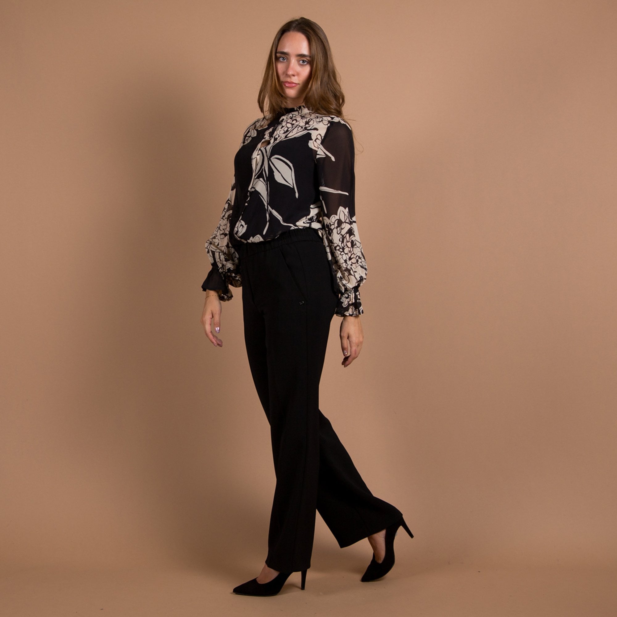 Dea Kudibal Jasmine Silk Georgette Blown Floral Blouse Black/cream