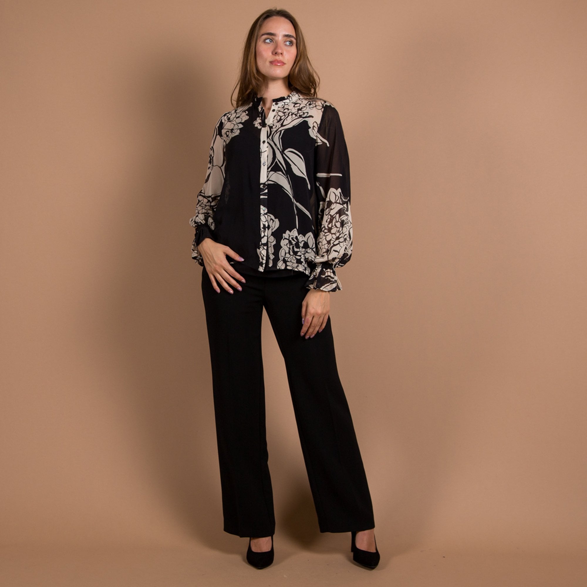 Dea Kudibal Jasmine Silk Georgette Blown Floral Blouse Black/cream