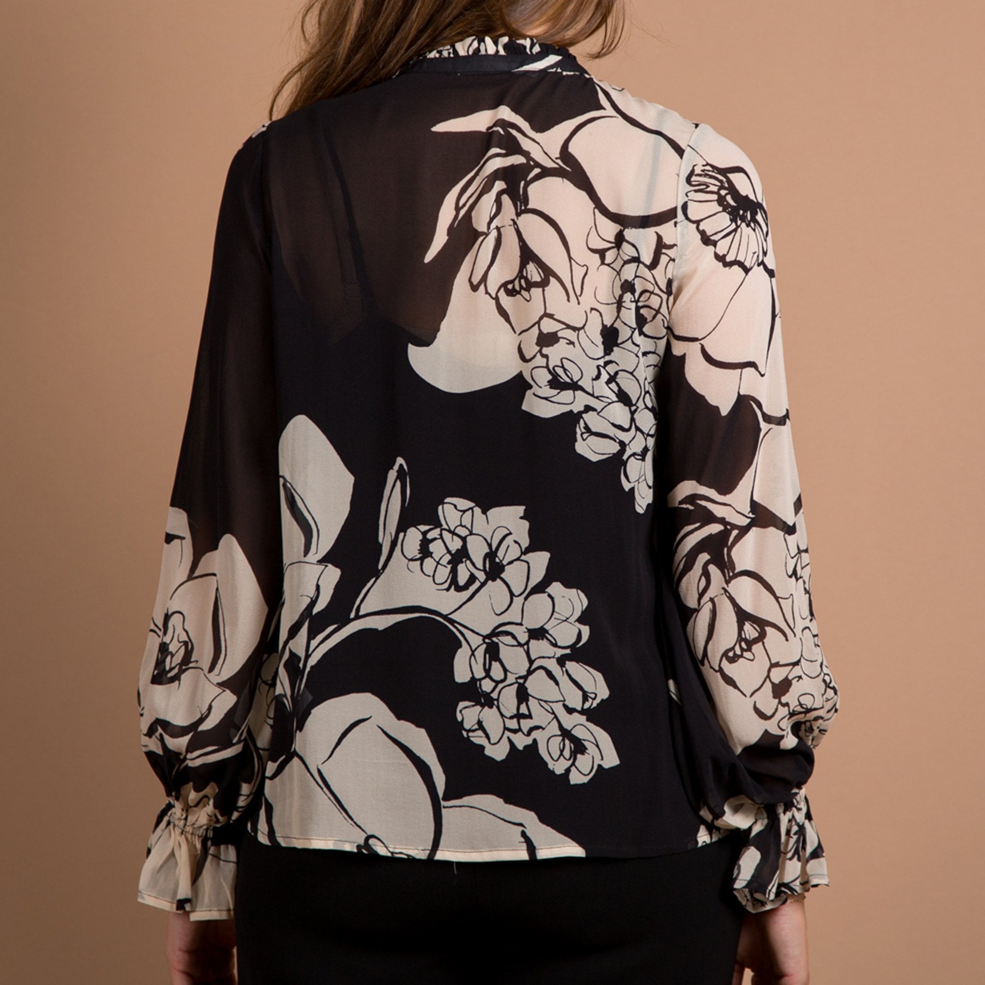 Dea Kudibal Jasmine Silk Georgette Blown Floral Blouse Black/cream