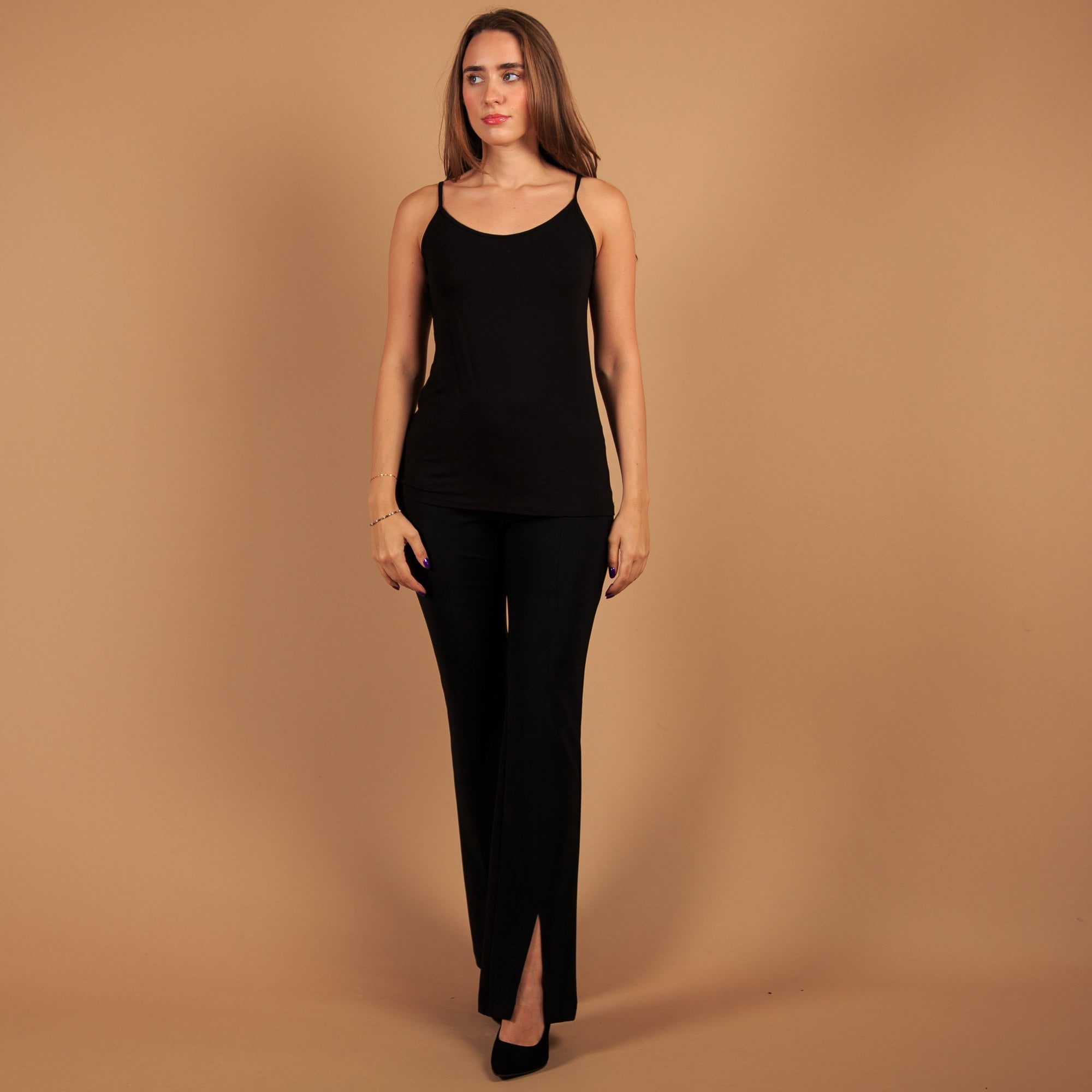 Pomodoro Stretch Camisole Slip Top Black