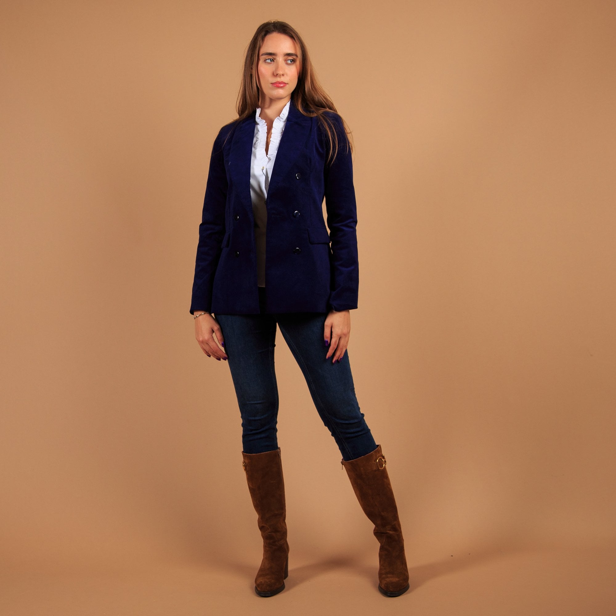 Aspiga Theresa Corduroy Double Breasted Blazer Atlantic Blue