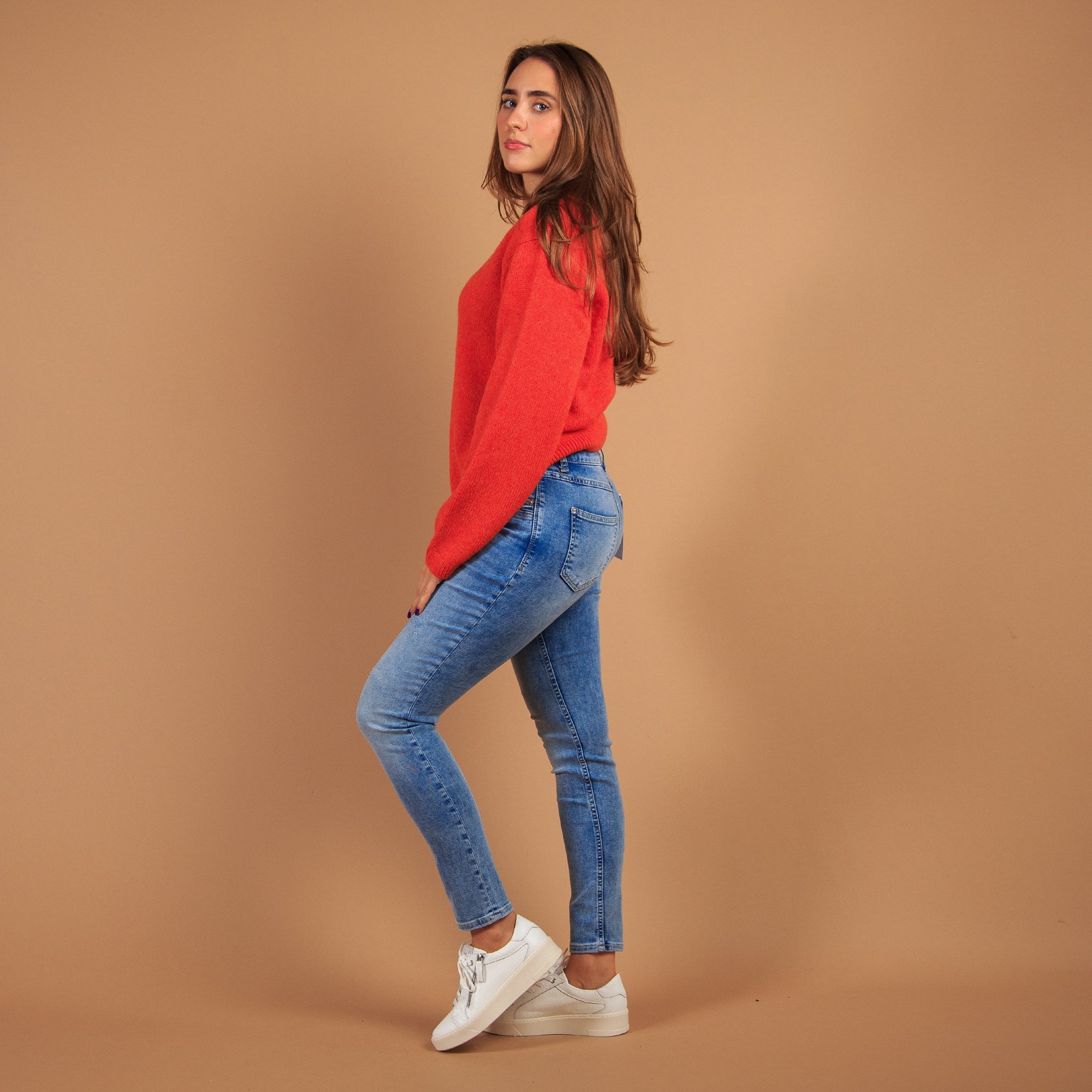 Monari V Neck Soft Handle Jumper Orange