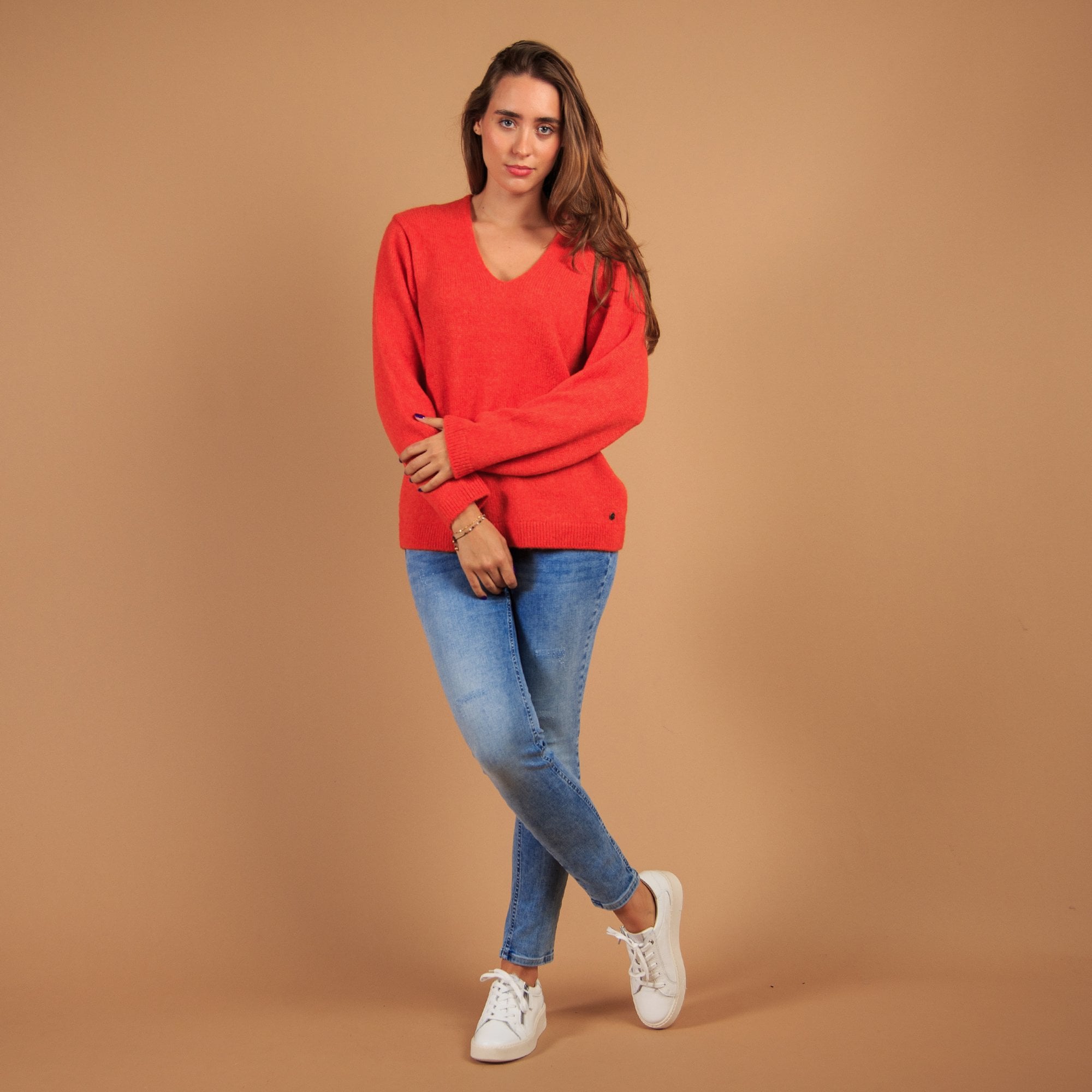 Monari V Neck Soft Handle Jumper Orange