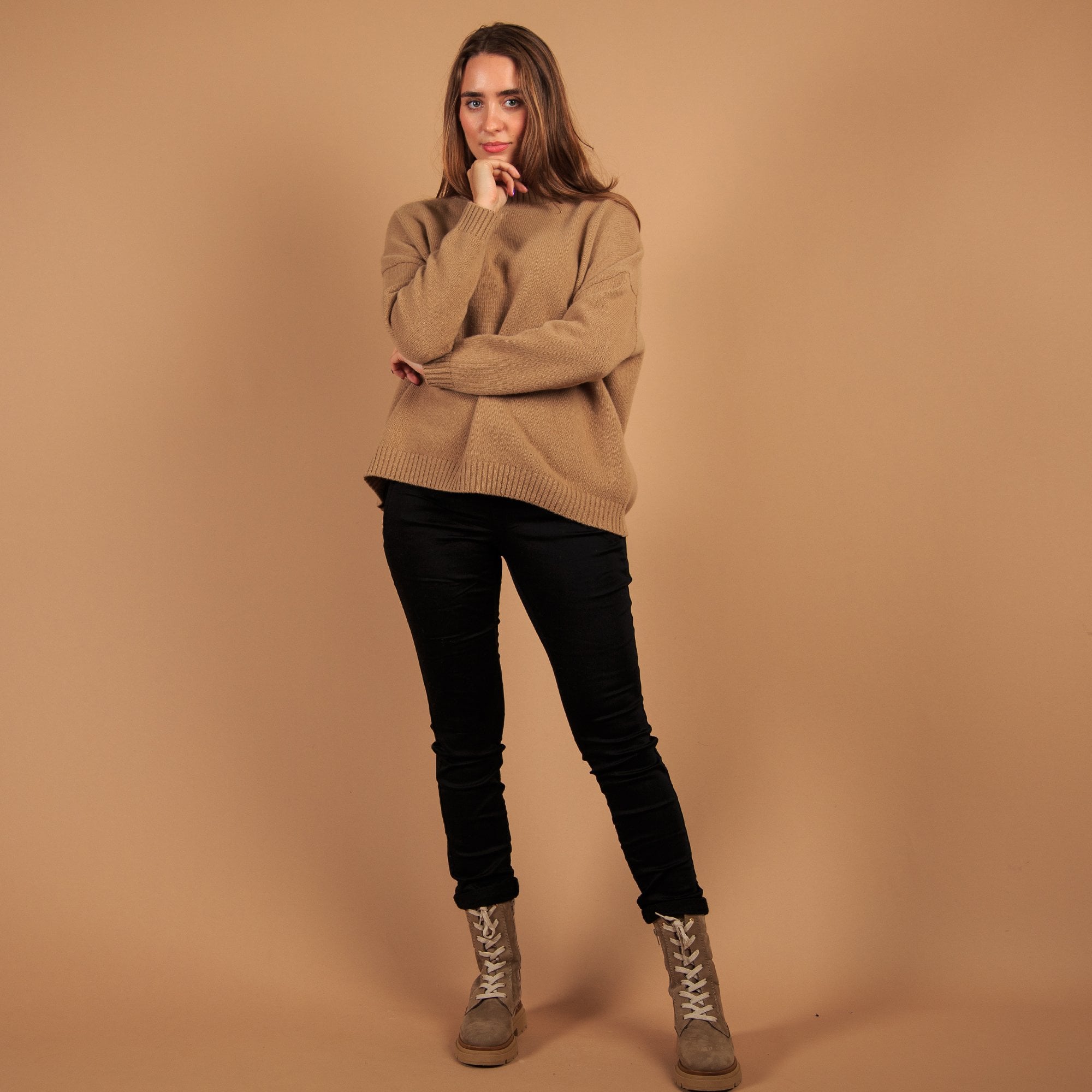 Red Button Tessy Pull On Drawstring Waist Cropped Jegging Black