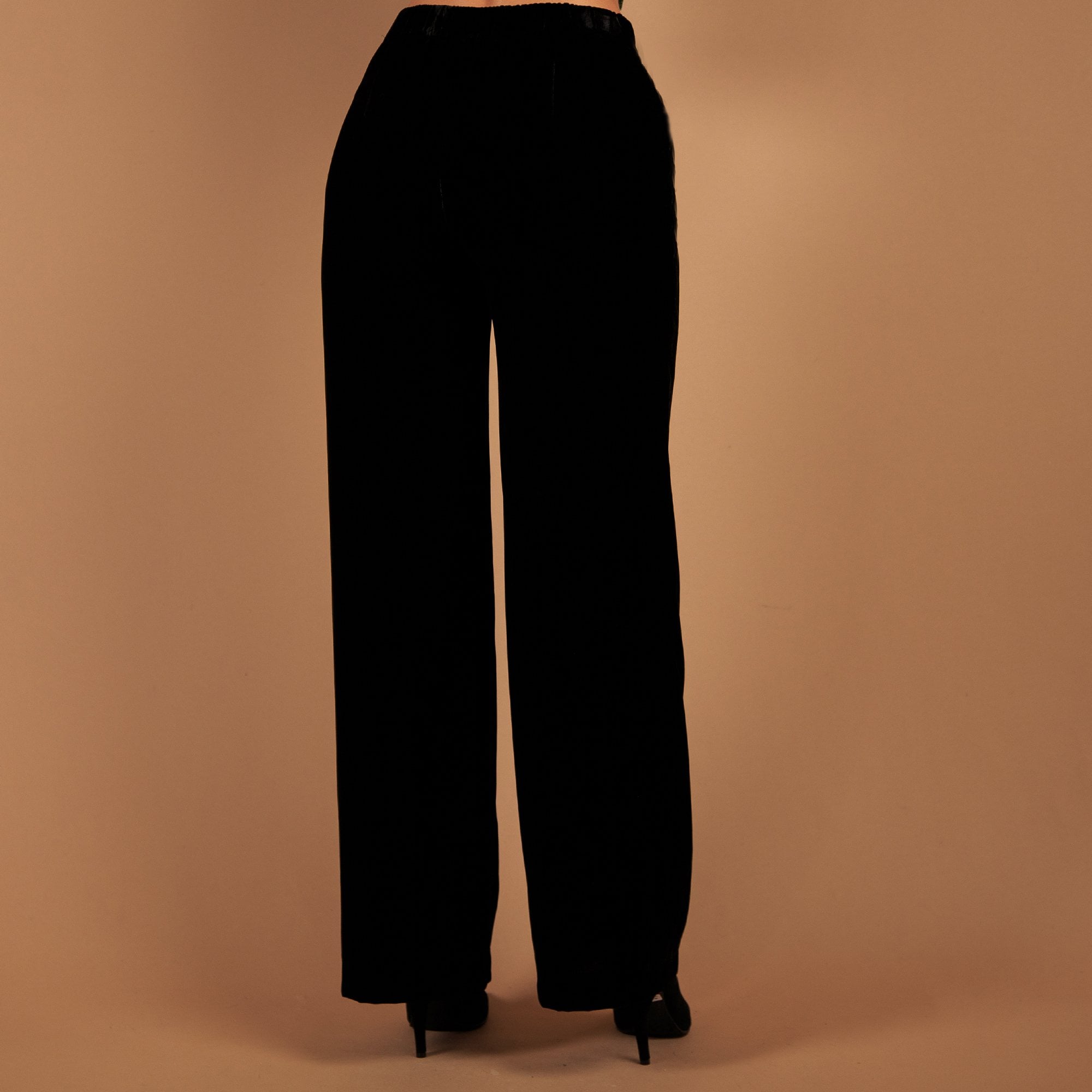 Marc Cain Velvet Weida Wide Leg Trouser With Elastic Back Black