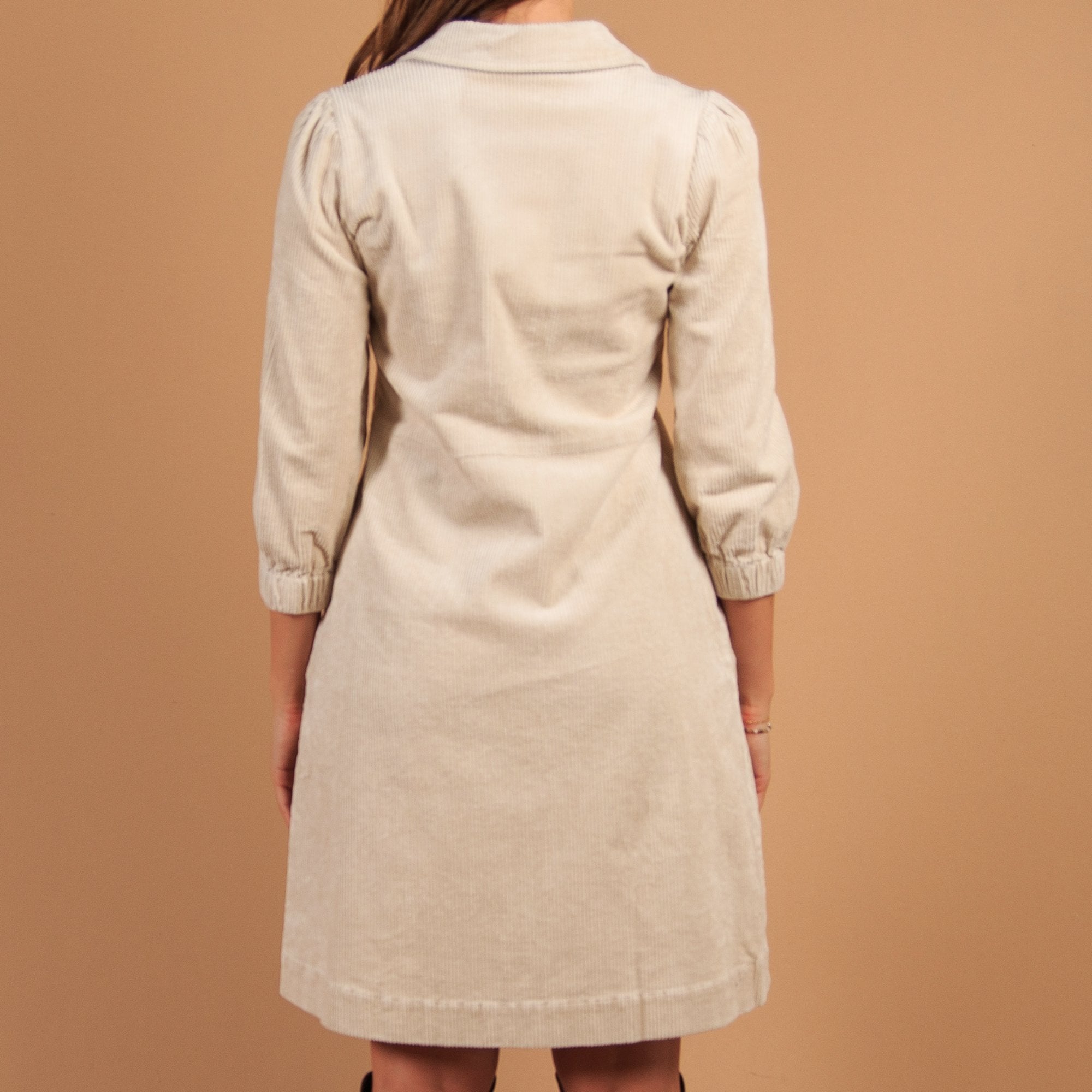 Part Two Eyvors Zip Down Long Sleeve Cord Shirt Dress Cream (Longer)