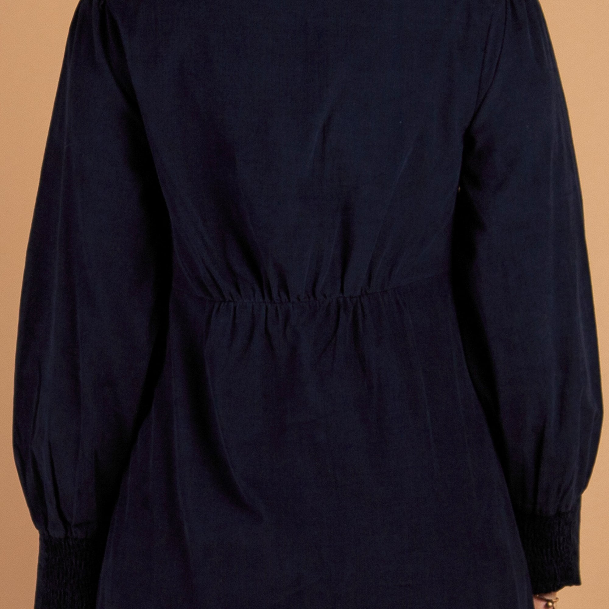 Aspiga Trinity Button Down Baby Cord Gathered Waist Dress Navy