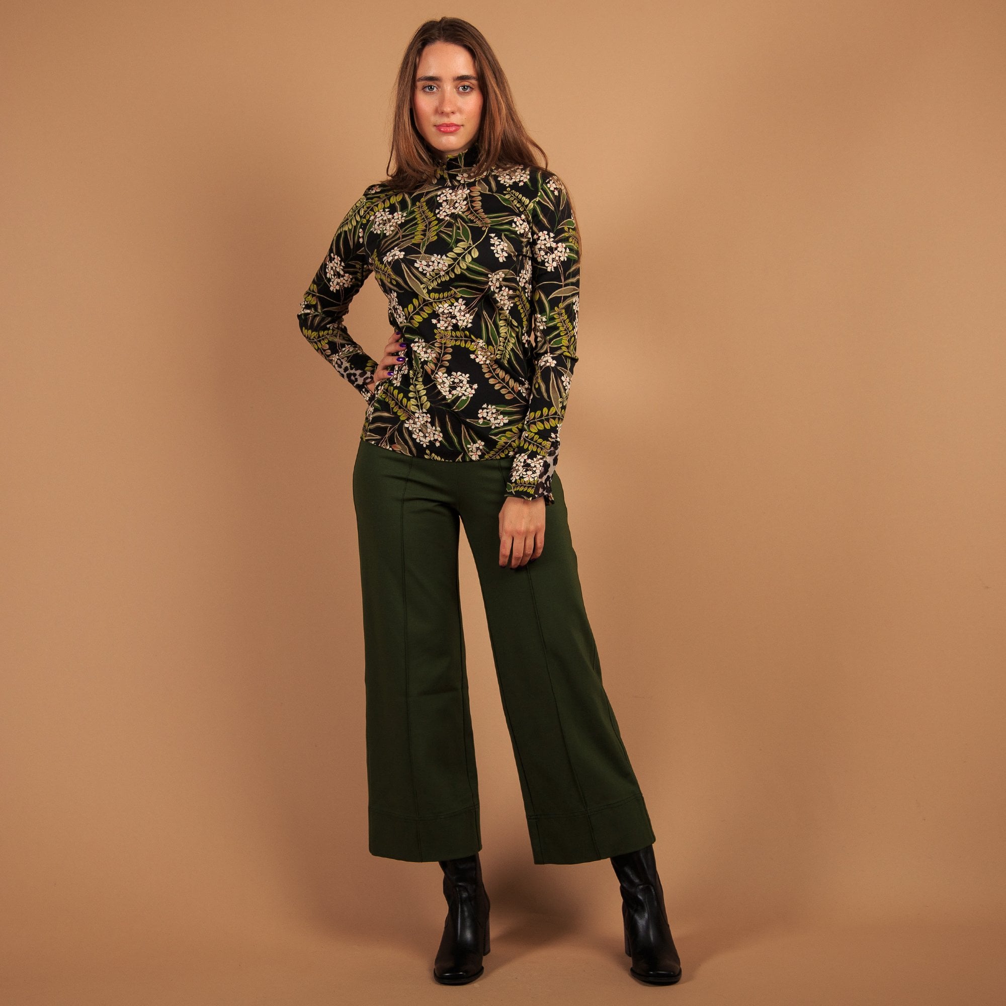 K&S Shoes High Ankle Boot With Square Front Toe & Block Black