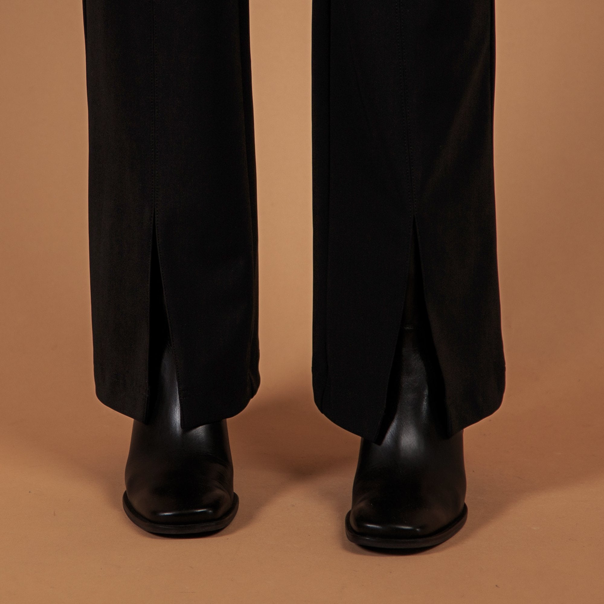 Robell Joella Wide Leg Split Front Pull On Stretch Trouser Black 90