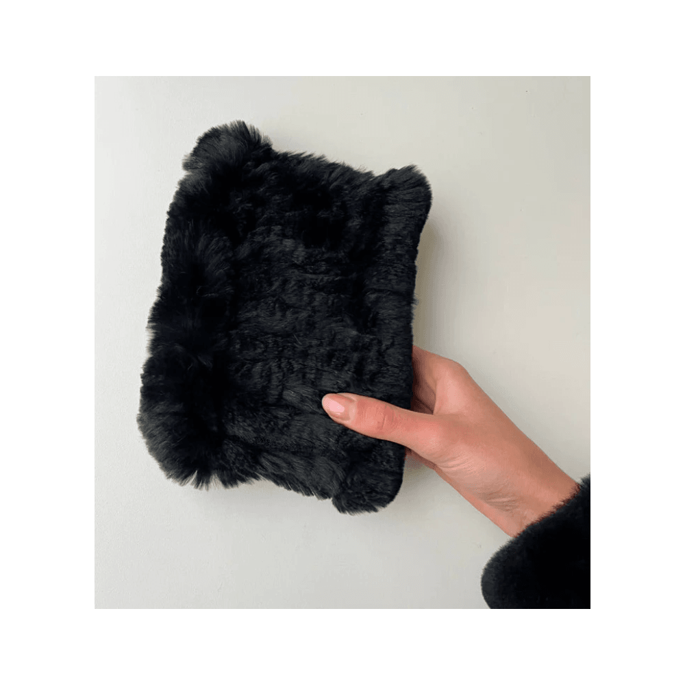 Levinsky Knitted Fur Headband Black
