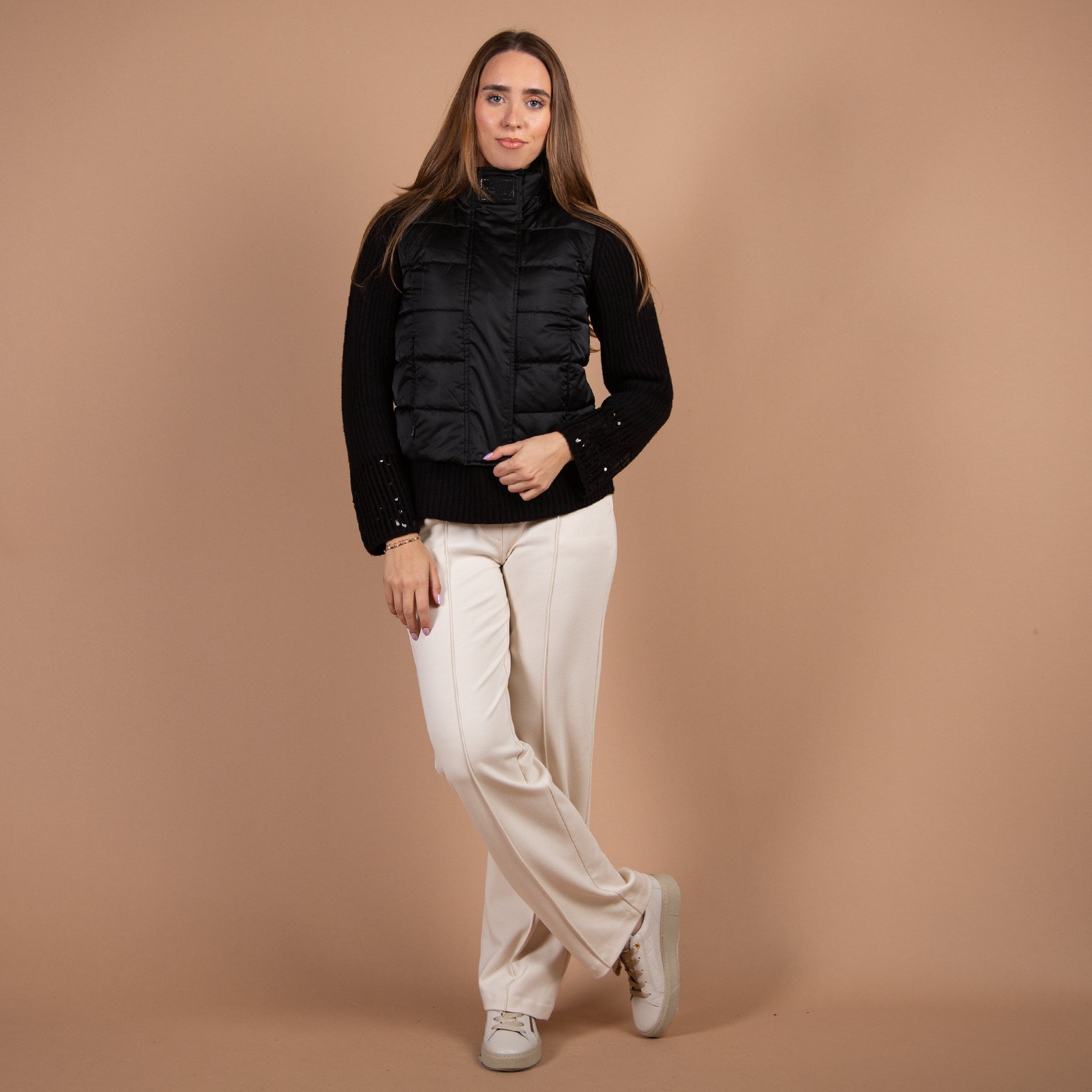 Monari Short Padded Gilet With Stand Up Collar Black