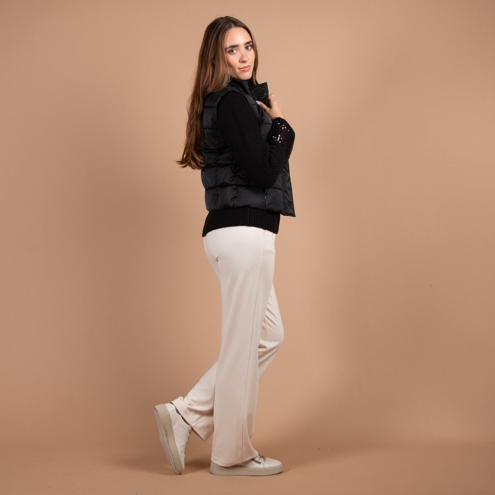 Monari Short Padded Gilet With Stand Up Collar Black