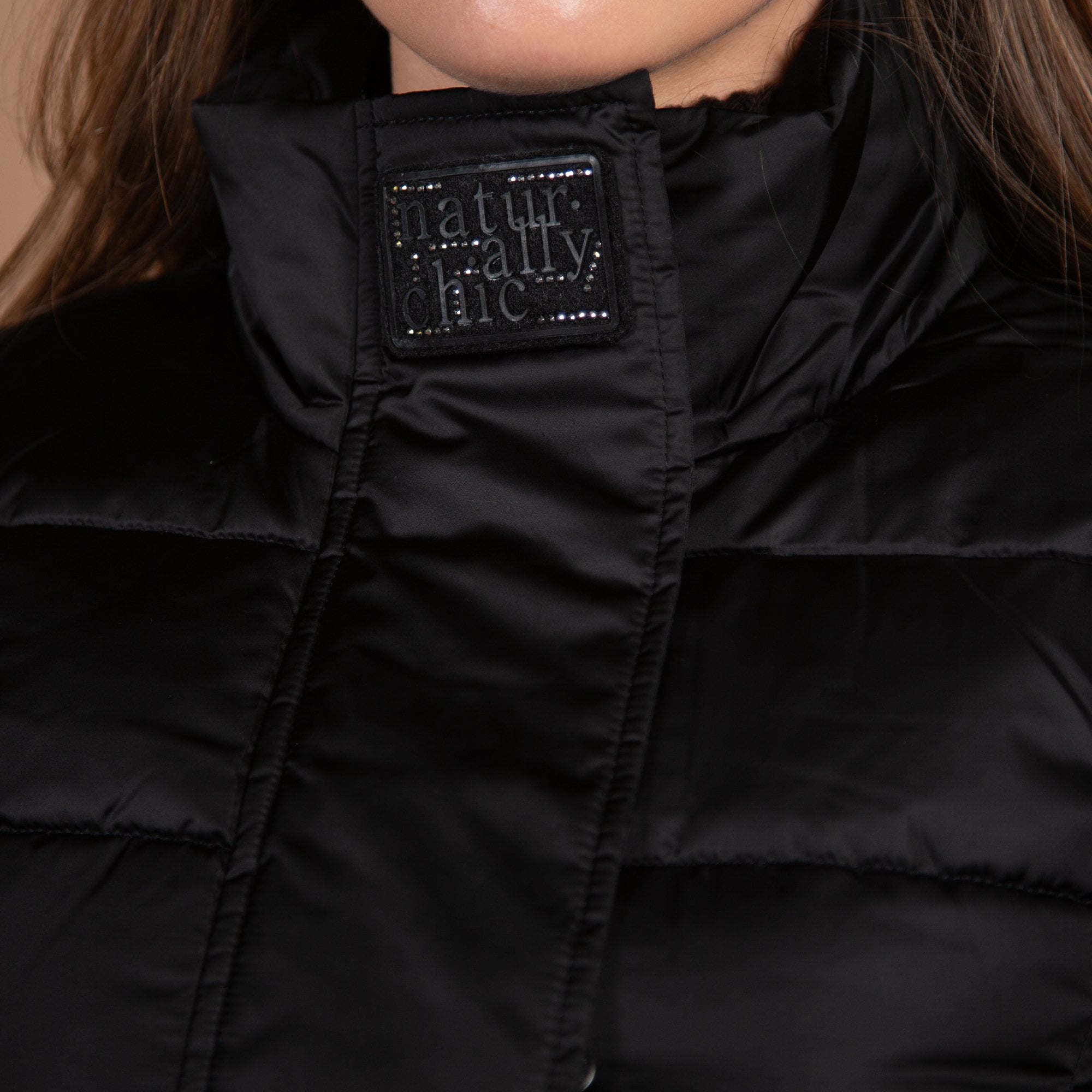 Monari Short Padded Gilet With Stand Up Collar Black